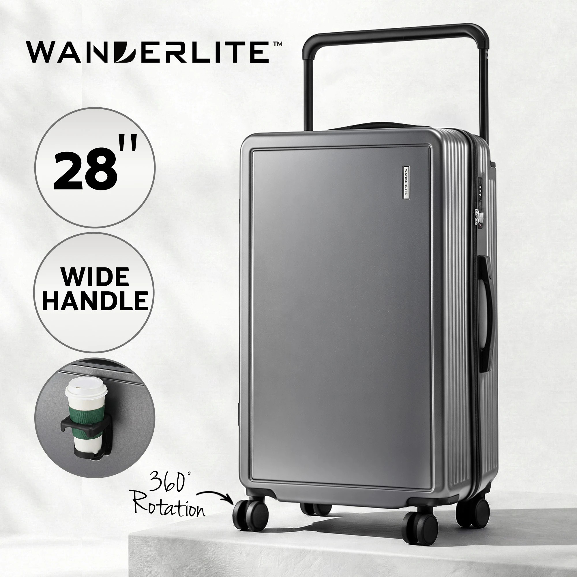5 Wanderlite 28" Wide Handle Luggage Suitcase Travel TSA Lock Anthracite - Grey, 5 of 5