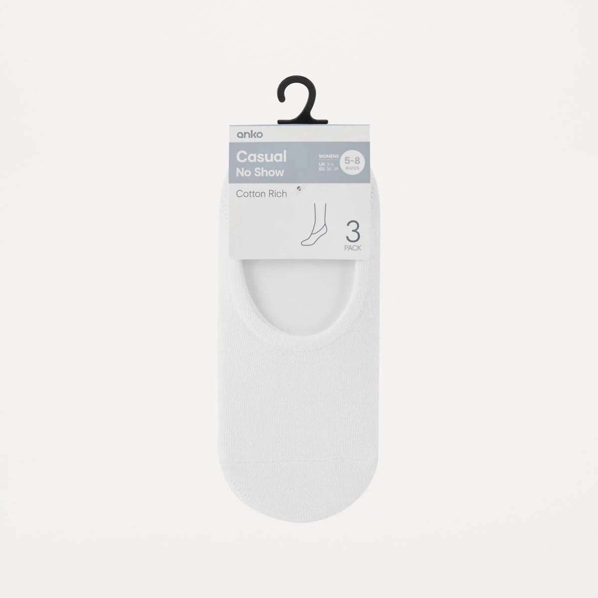 3 3 Pack No Show Socks WHITE, 3 of 3