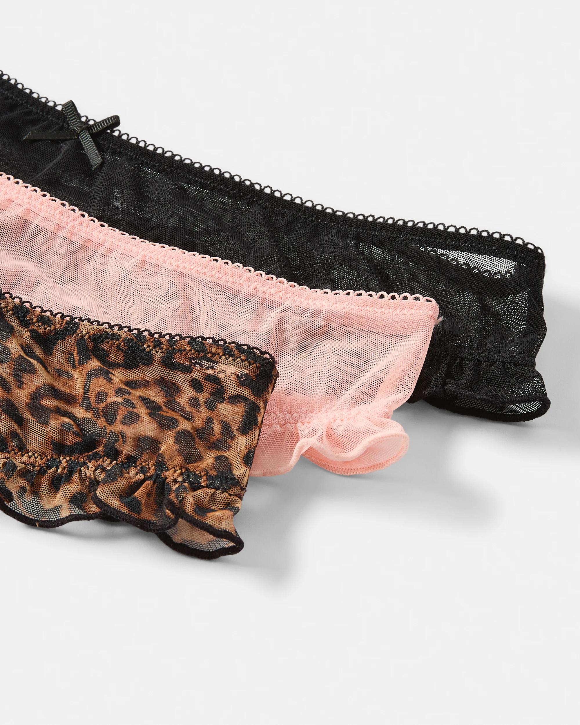 3 3 Pack Mesh G-String Briefs Leopard, 3 of 10