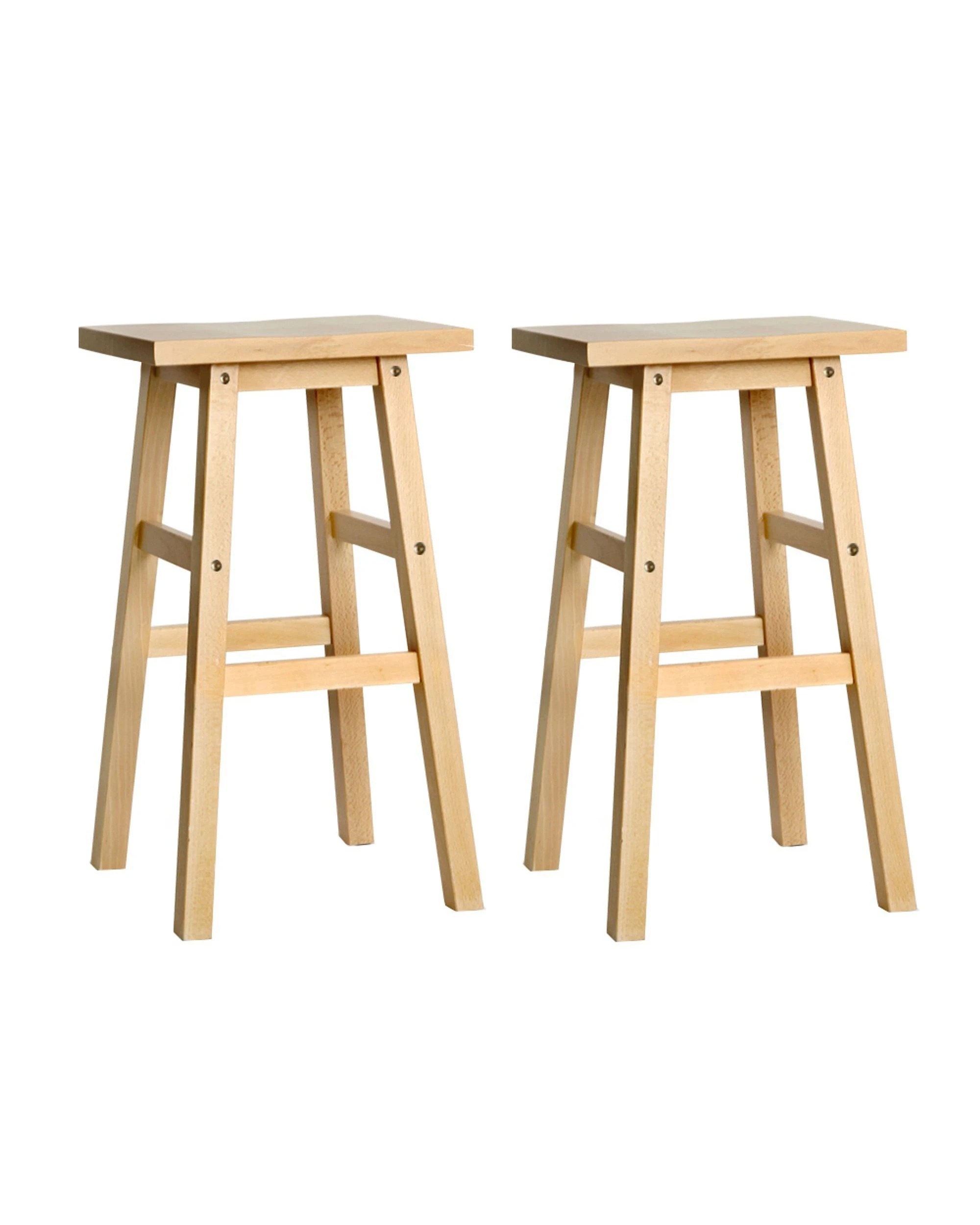 1 Artiss 2x Bar Stools Kitchen Chairs Wooden Nature - Natural, 1 of 7
