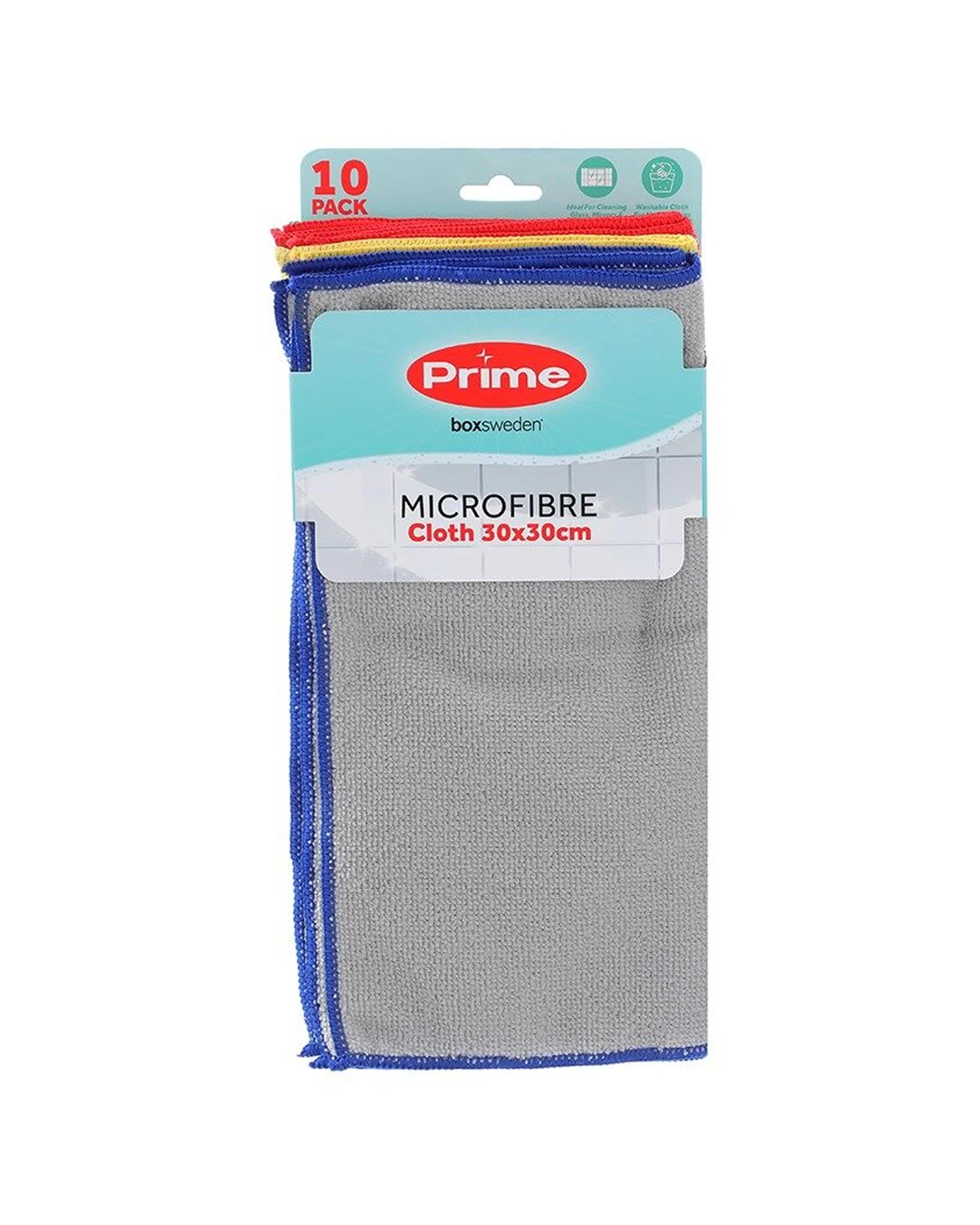 1 Boxsweden 10pc Prime Microfibre Reusable Cleaning Cloths 30x30cm - Multi, 1 of 6