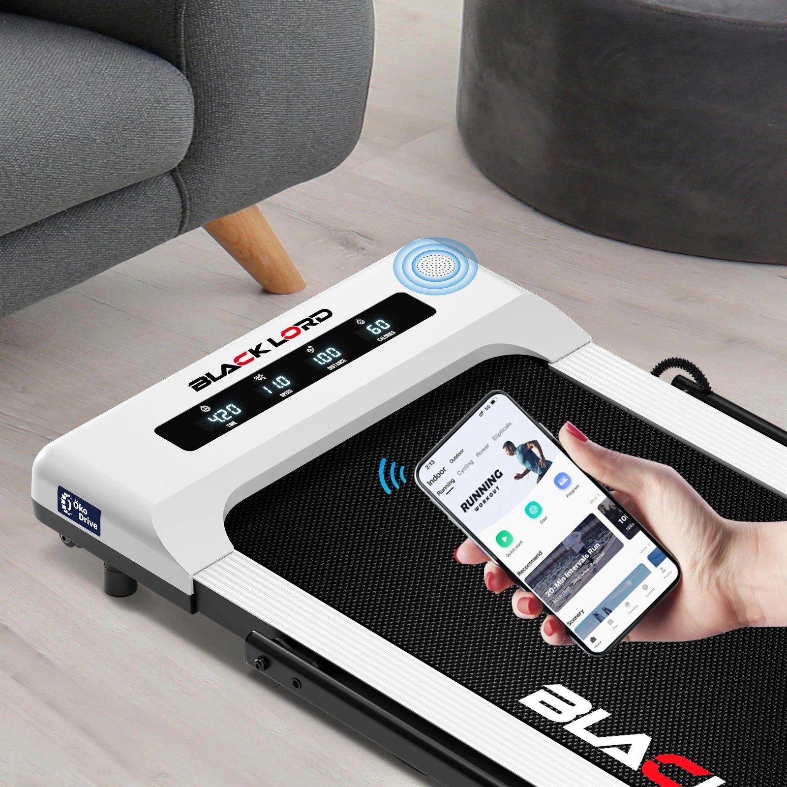 2 Black Lord Treadmill Electric Walking Pad Under Desk Foldable 40cm Belt - White, 2 of 10