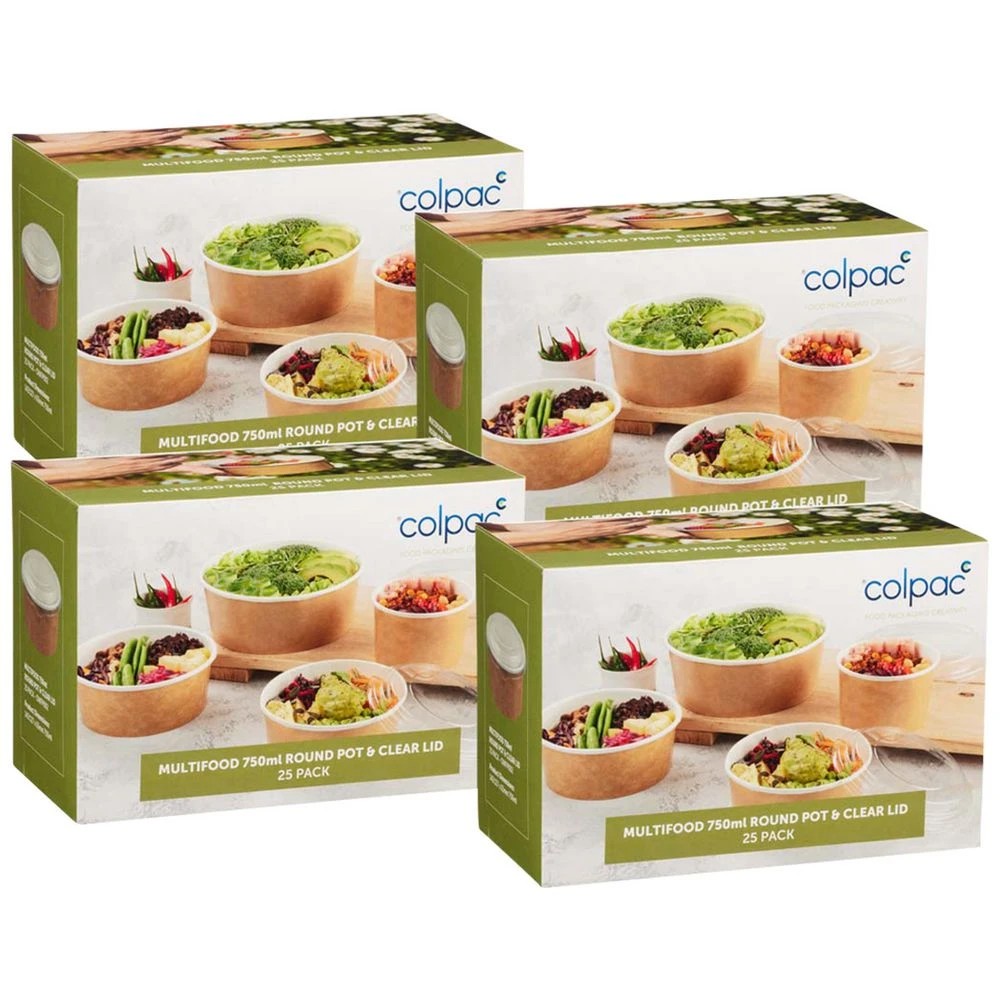 1 Colpac Multifood Round Pot and Lid 750ml 100 Pack, 1 of 1