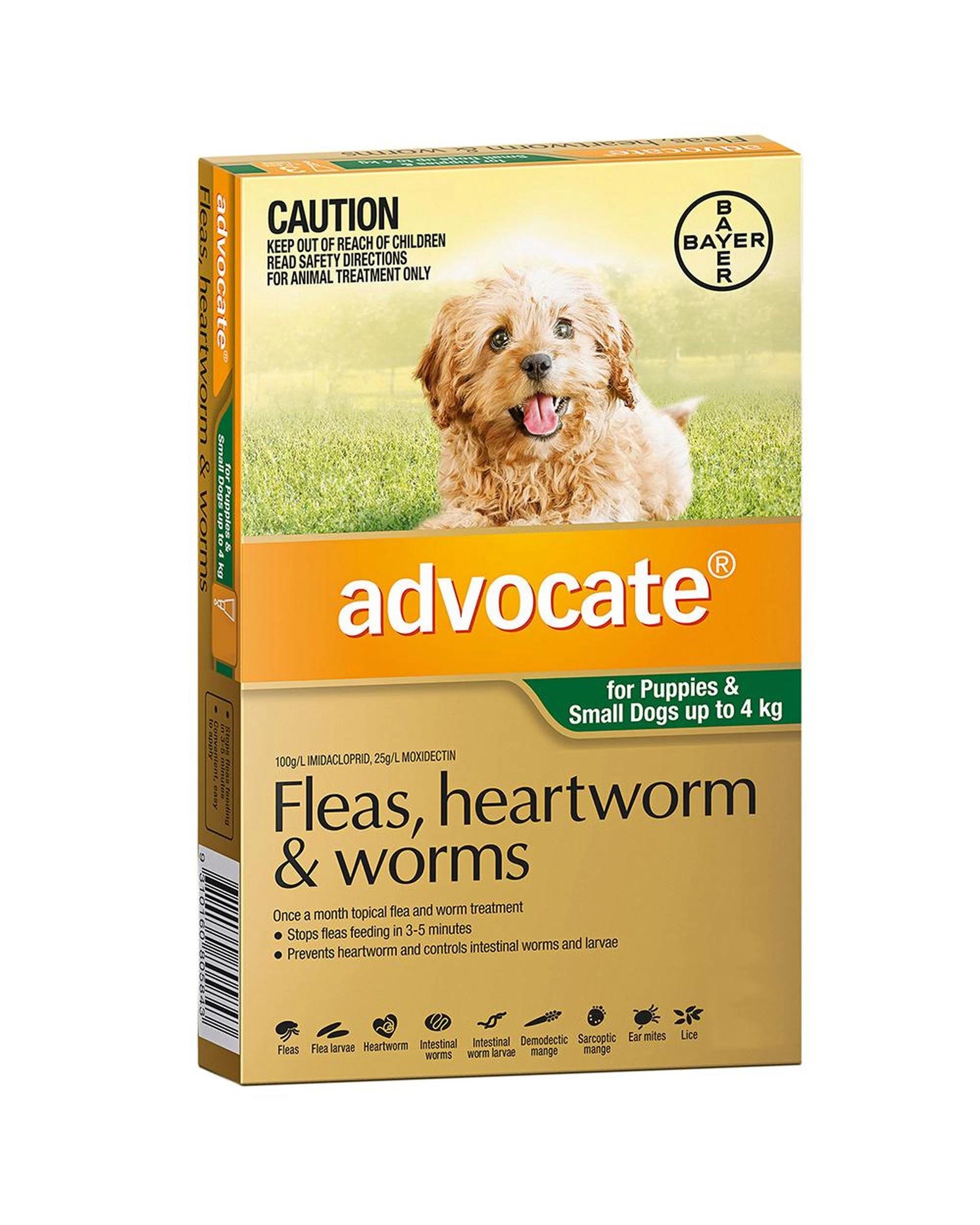 1 Advocate Small Dog 0-4kg Green Spot On Flea Wormer Treatment 1 Pack, 1 of 2