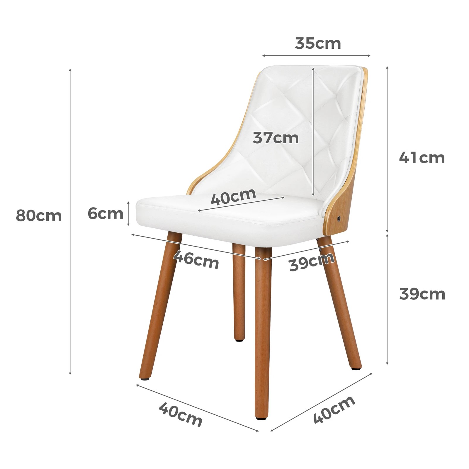 3 Alfordson 4x Dining Chairs Kitchen Lounge Padded Tufted PU Leather - White, 3 of 4
