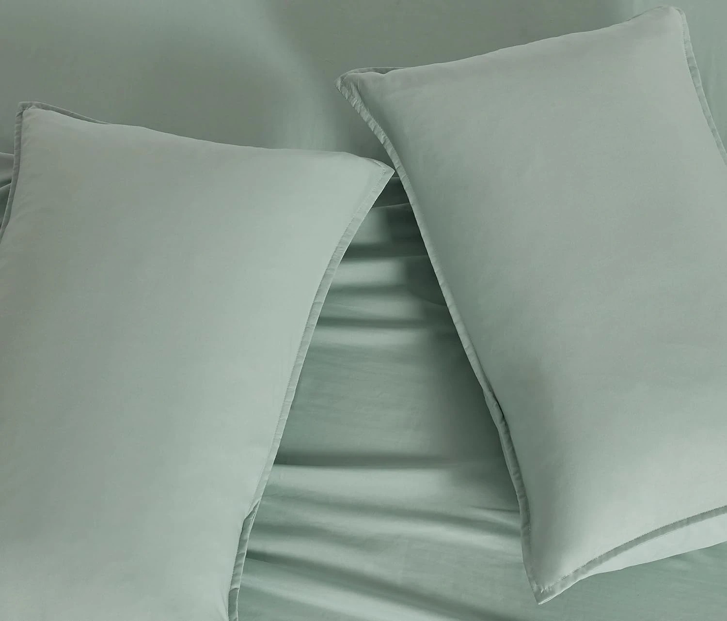 2 CleverPolly 2-Pack Vintage Washed Microfibre King Pillowcases - Sage, 2 of 4