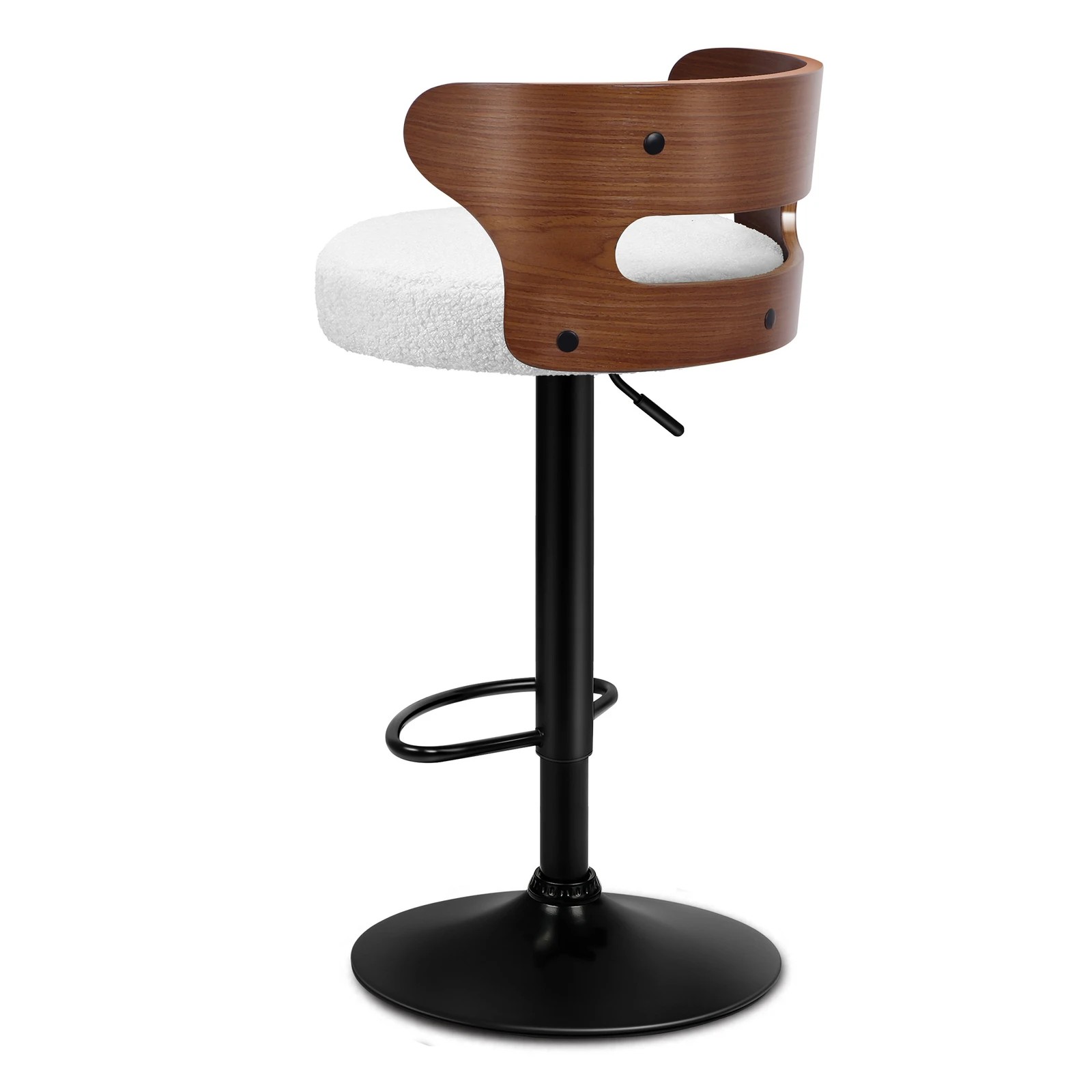 7 Alfordson 2x Bar Stool Kitchen Swivel Chair Wooden Boucle Ramiro - White, 7 of 10