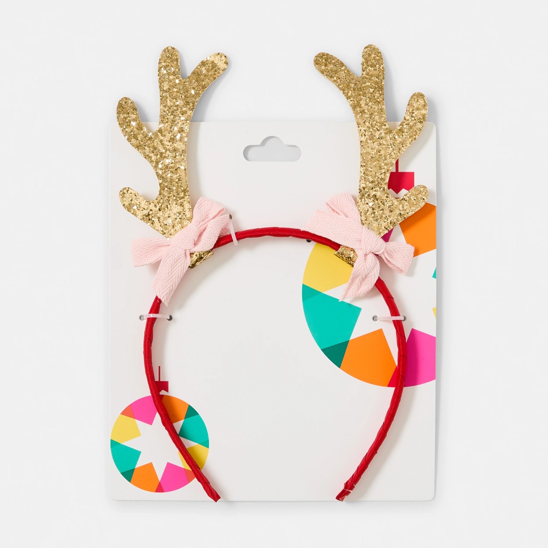 5 Christmas Reindeer Bow Headband - Gold Tone, Pink and Red, 5 of 5