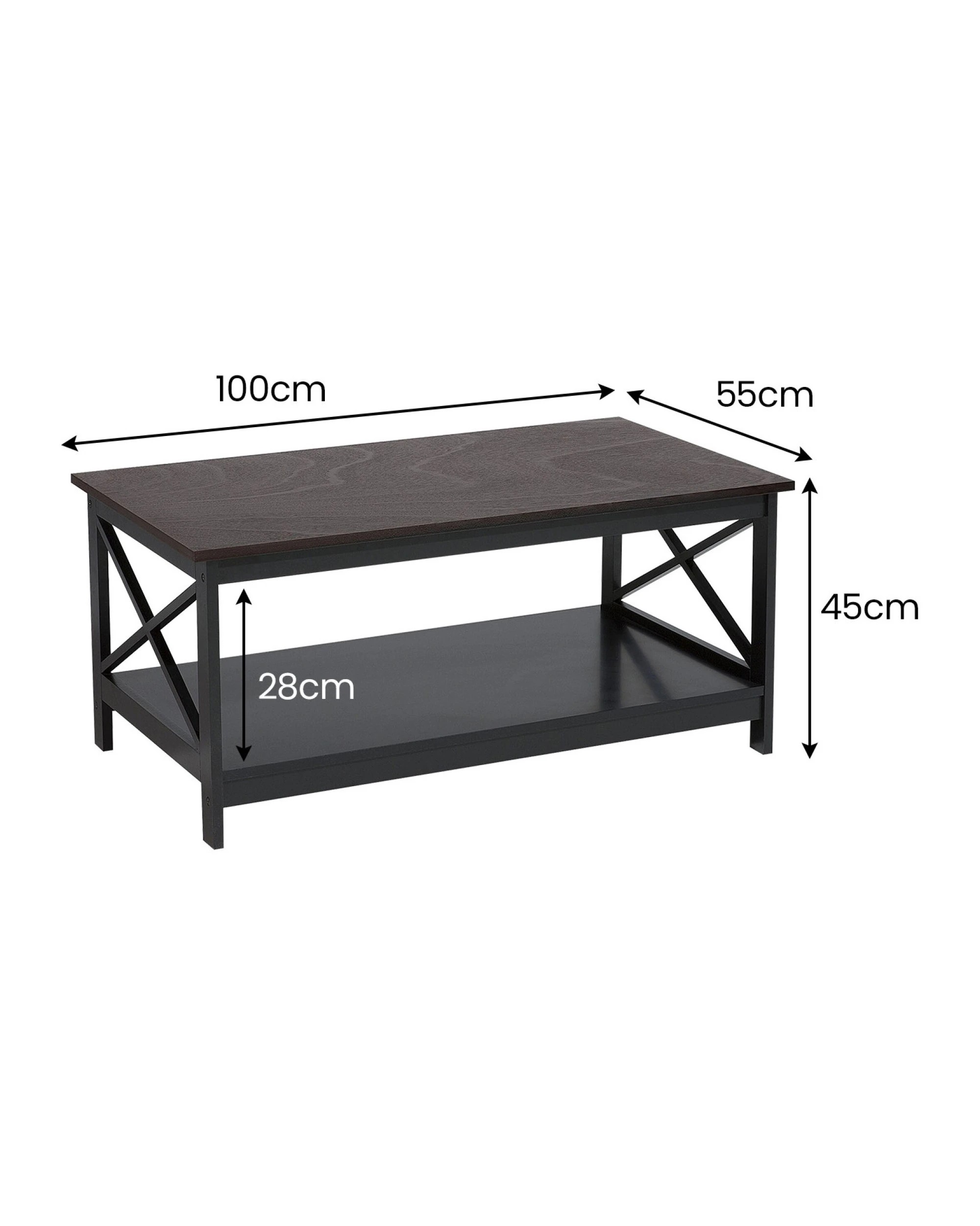 2 Sarantino Irene Black Cross Coffee Table, 2 of 9