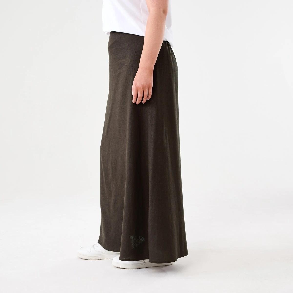 2 Linen Blend Maxi Skirt MELTED CHOCOLATE, 2 of 4