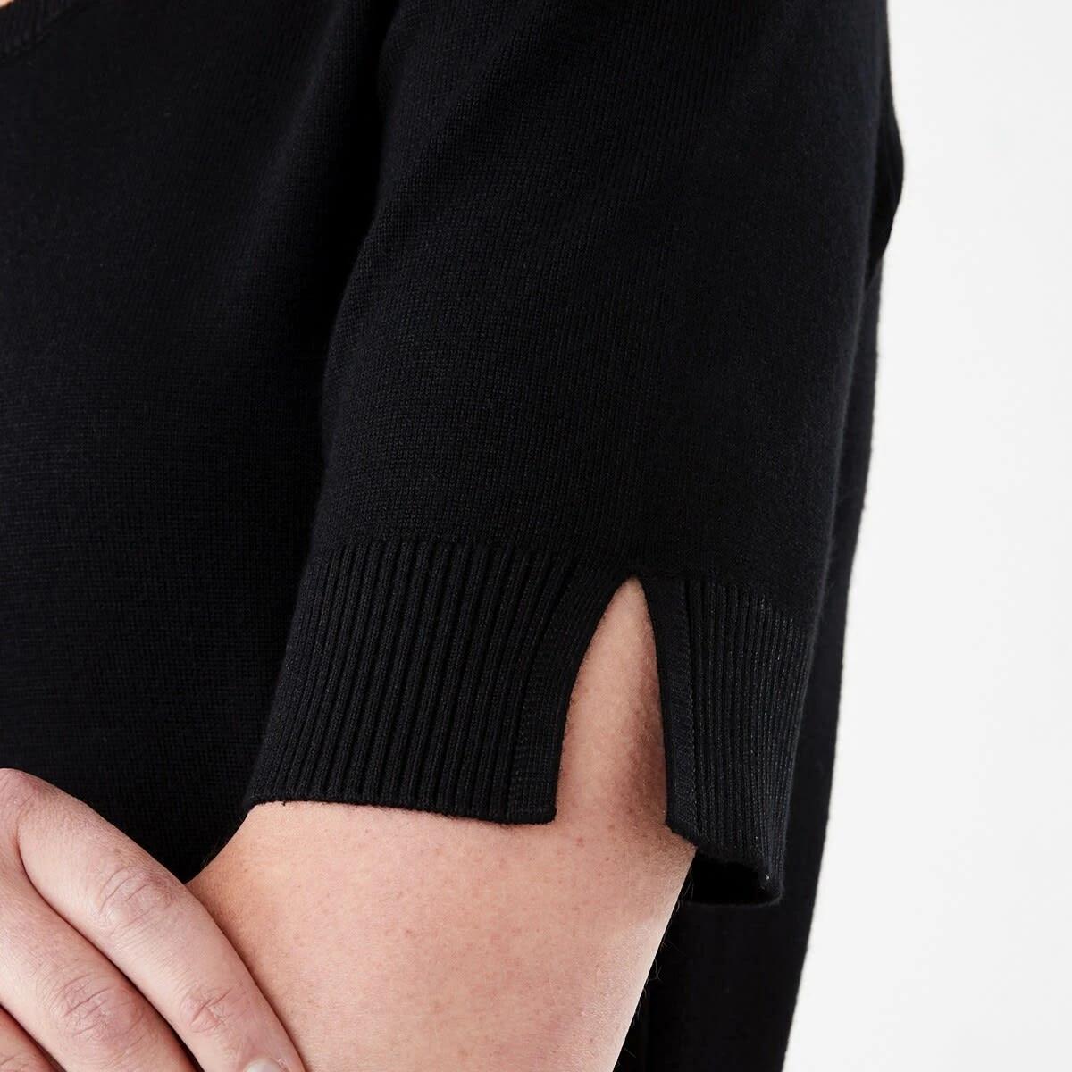 6 Short Elbow Sleeve Scoop Neck Top Black, 6 of 6