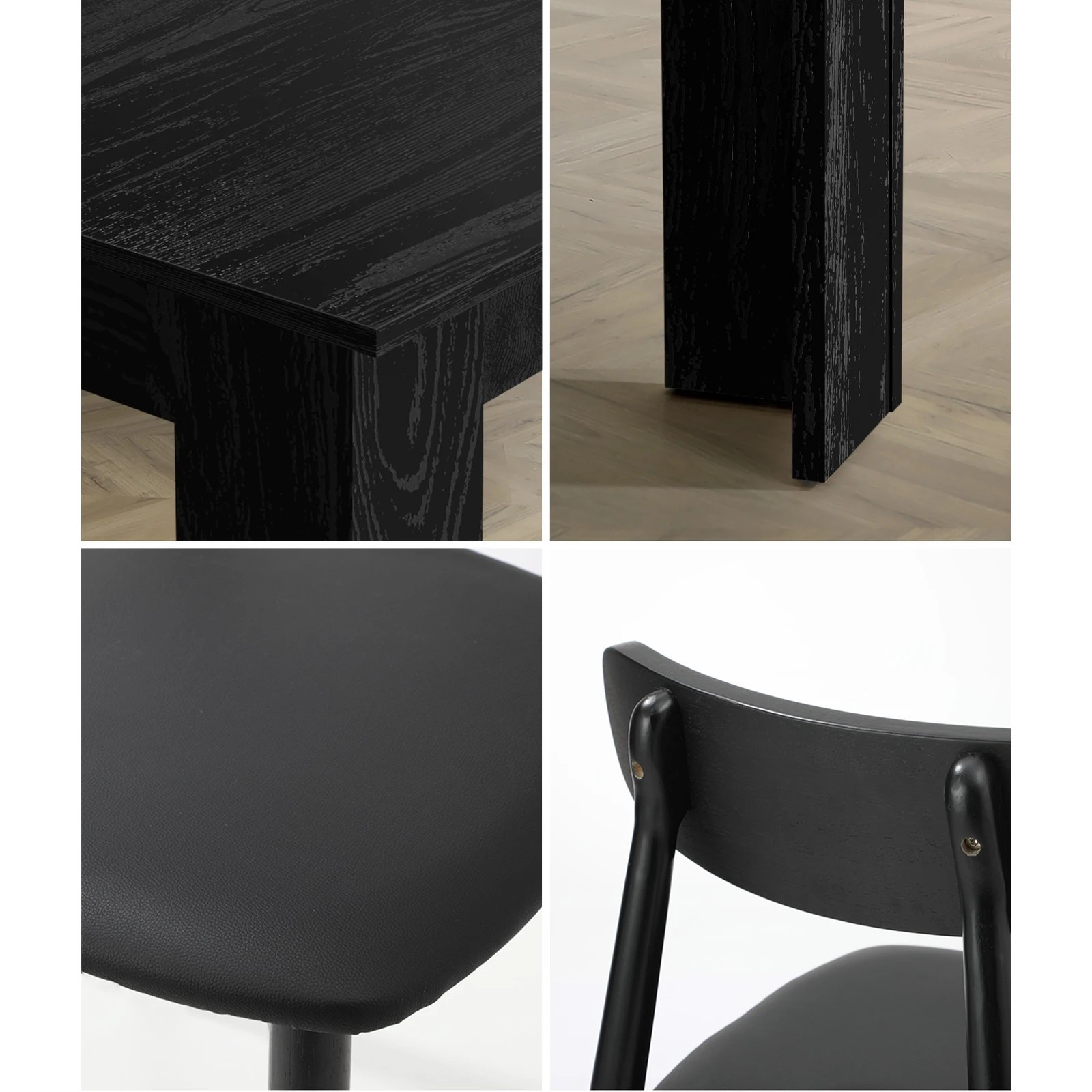 5 Oikiture 160cm Extendable Dining Table with 4x Dining Chairs PU Leather - Black, 5 of 9