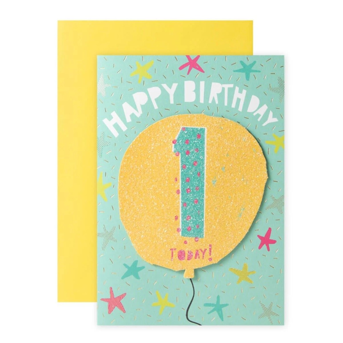 1 Connections from Hallmark 1st Birthday Card - Glitter Balloon, 1 of 3