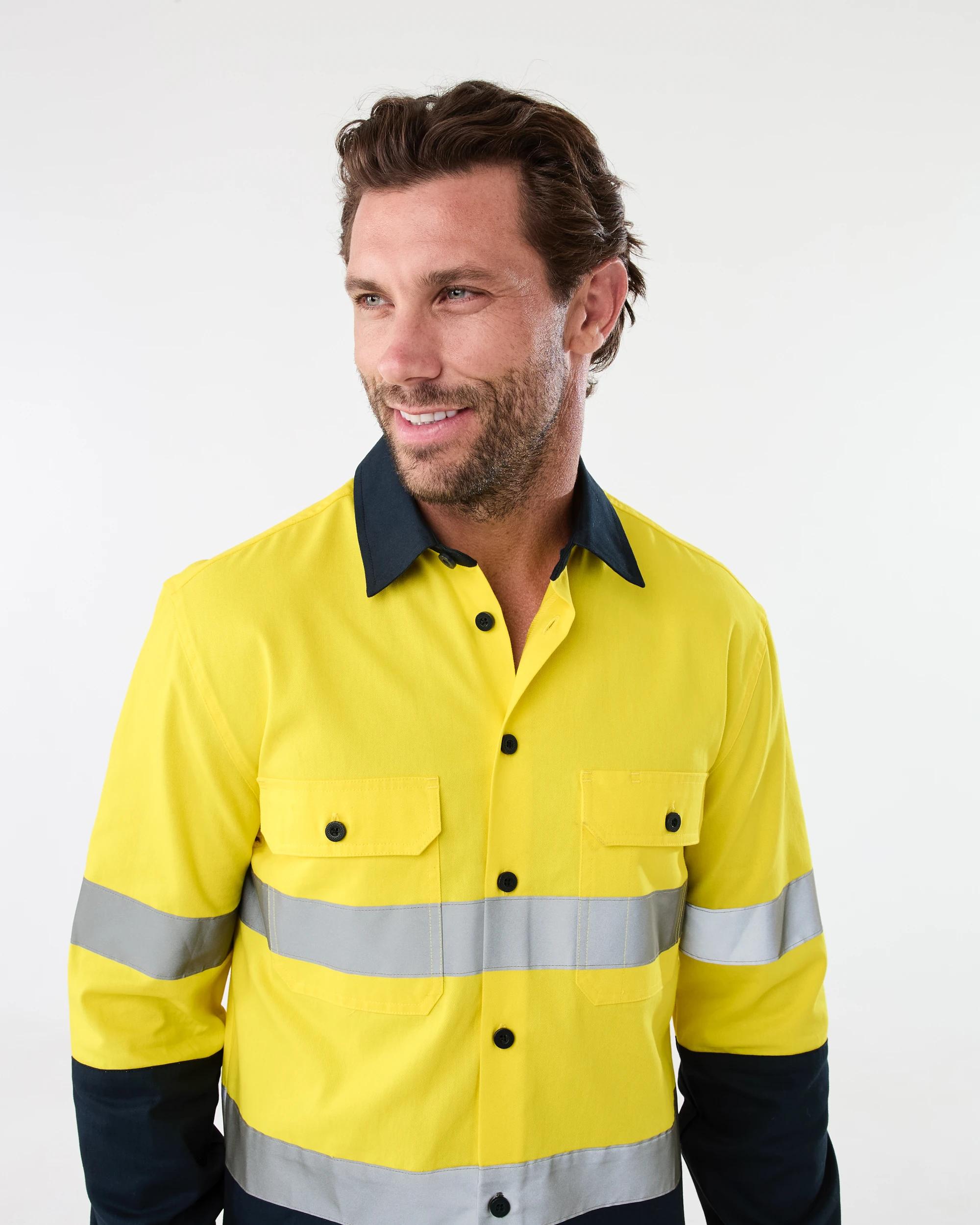 4 Workwear Hi-Visiblity Long Sleeve Reflective Shirt SAFETY YELLOW, 4 of 6