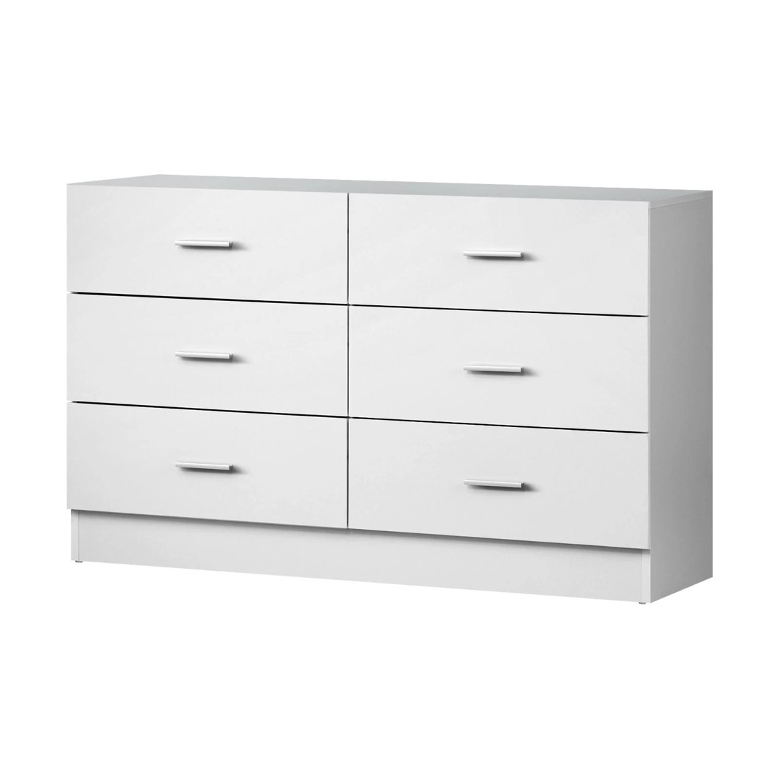 1 Oikiture Chest Of Drawers 6 Drawer Dresser Table Lowboy Storage Cabinet
 - White, 1 of 9