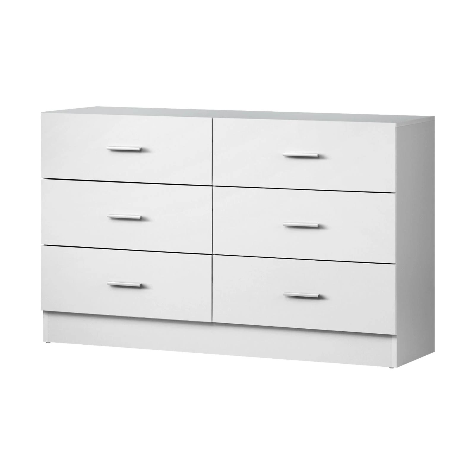 1 Oikiture Chest of Drawers 6 Drawer Dresser Table Lowboy Storage Cabinet - White, 1 of 8