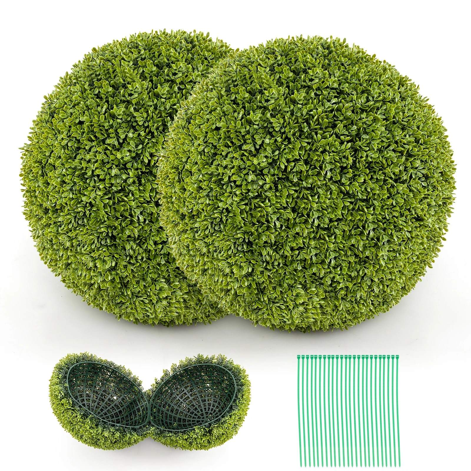 1 Costway 50cm Artificial Plant Boxwood Topiary Ball w/PE Surface UV Treatment, 1 of 1