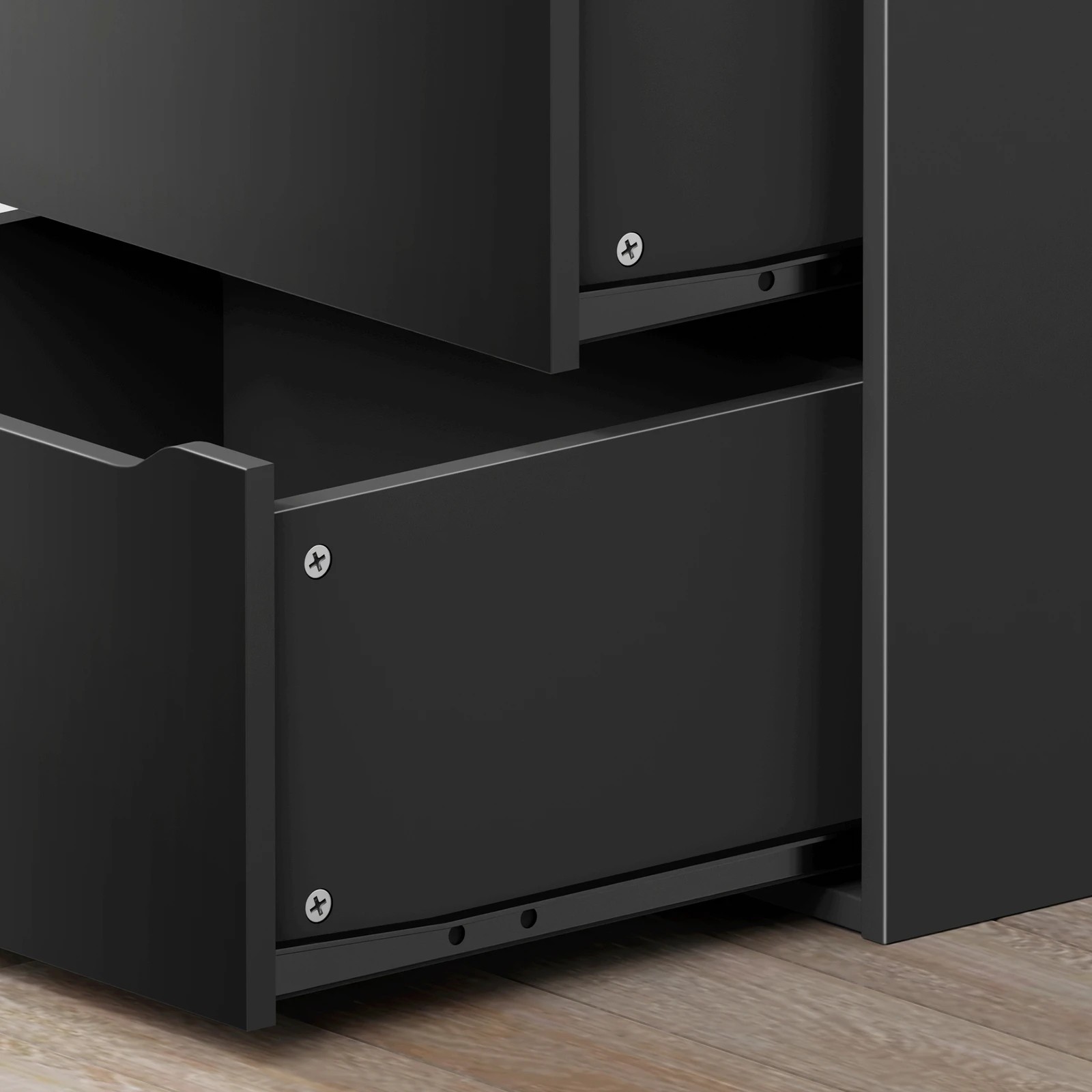 5 Alfordson Chest of 5 Drawers Office Storage Cabinet Tallboy Bedroom - Black, 5 of 10