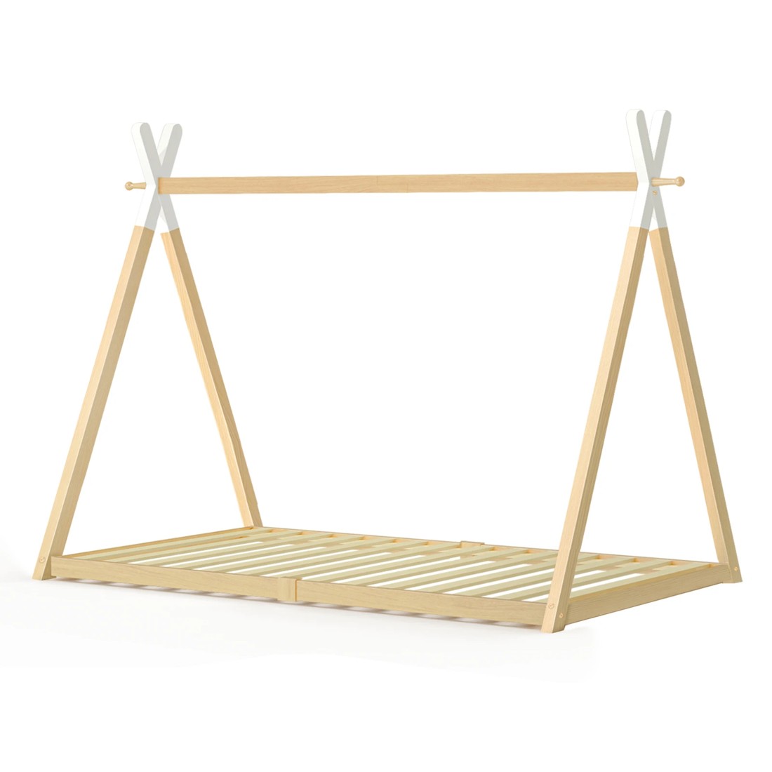1 Alfordson Bed Frame Wooden Single Timber Teepee House Base Platform Taran - Natural, 1 of 10