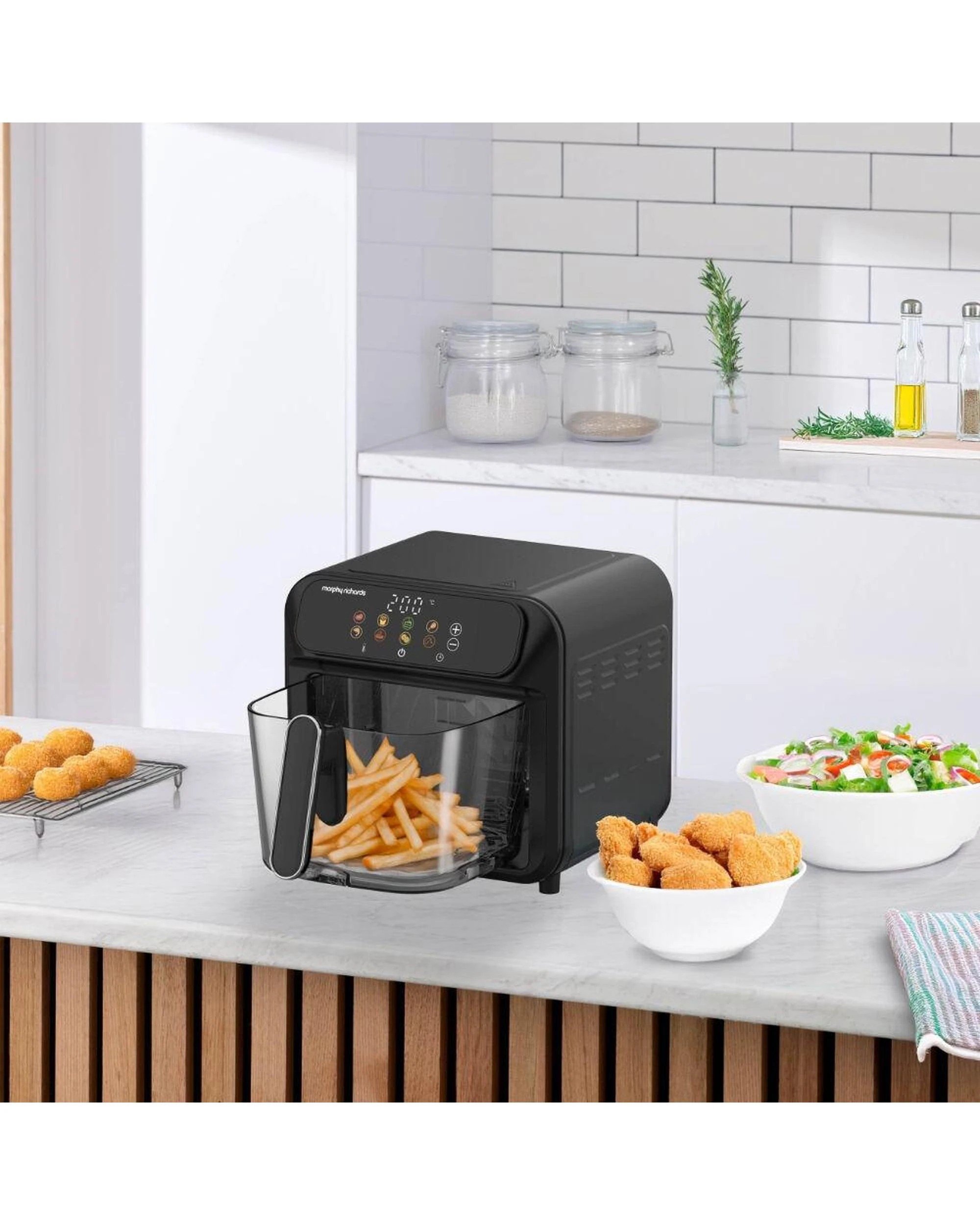 3 Morphy Richards 5.5L Glass Bowl Air Fryer  Black, 3 of 4