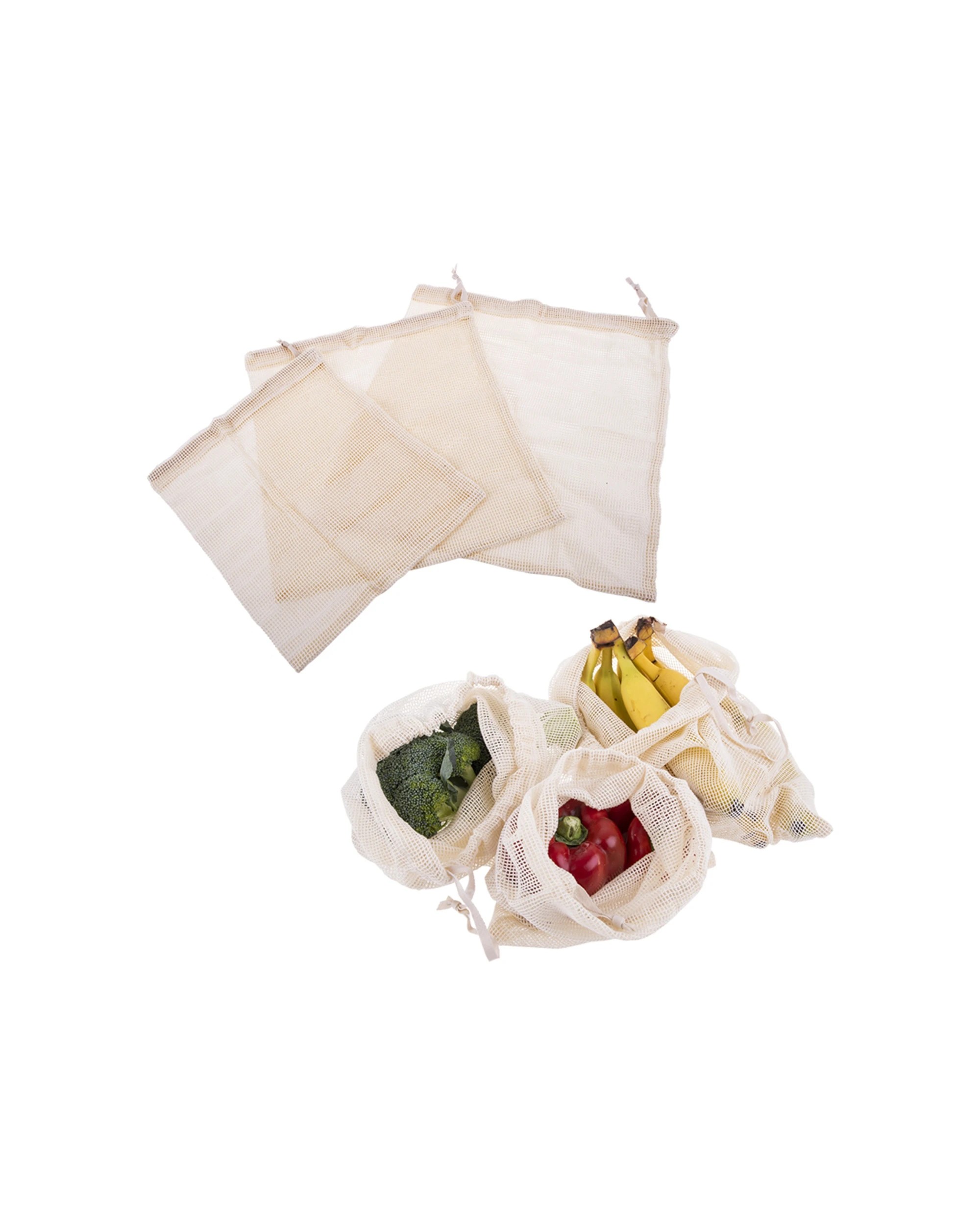 4 Appetito 3pc Cotton Net Produce Bags Home Kitchen Organiser - Natural, 4 of 4