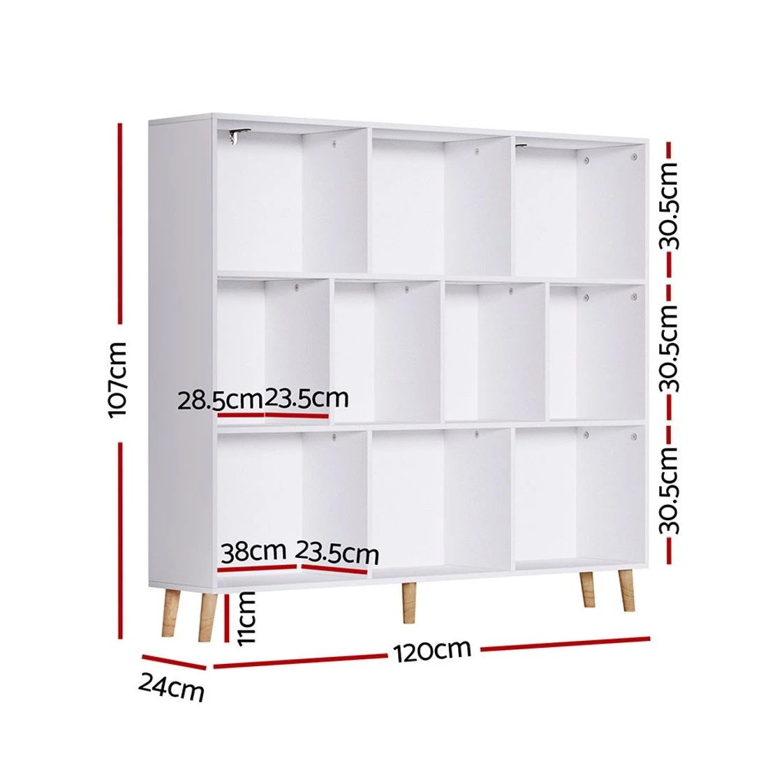4 Artiss Bookshelf 3 Tiers 10 Cubes - White, 4 of 8