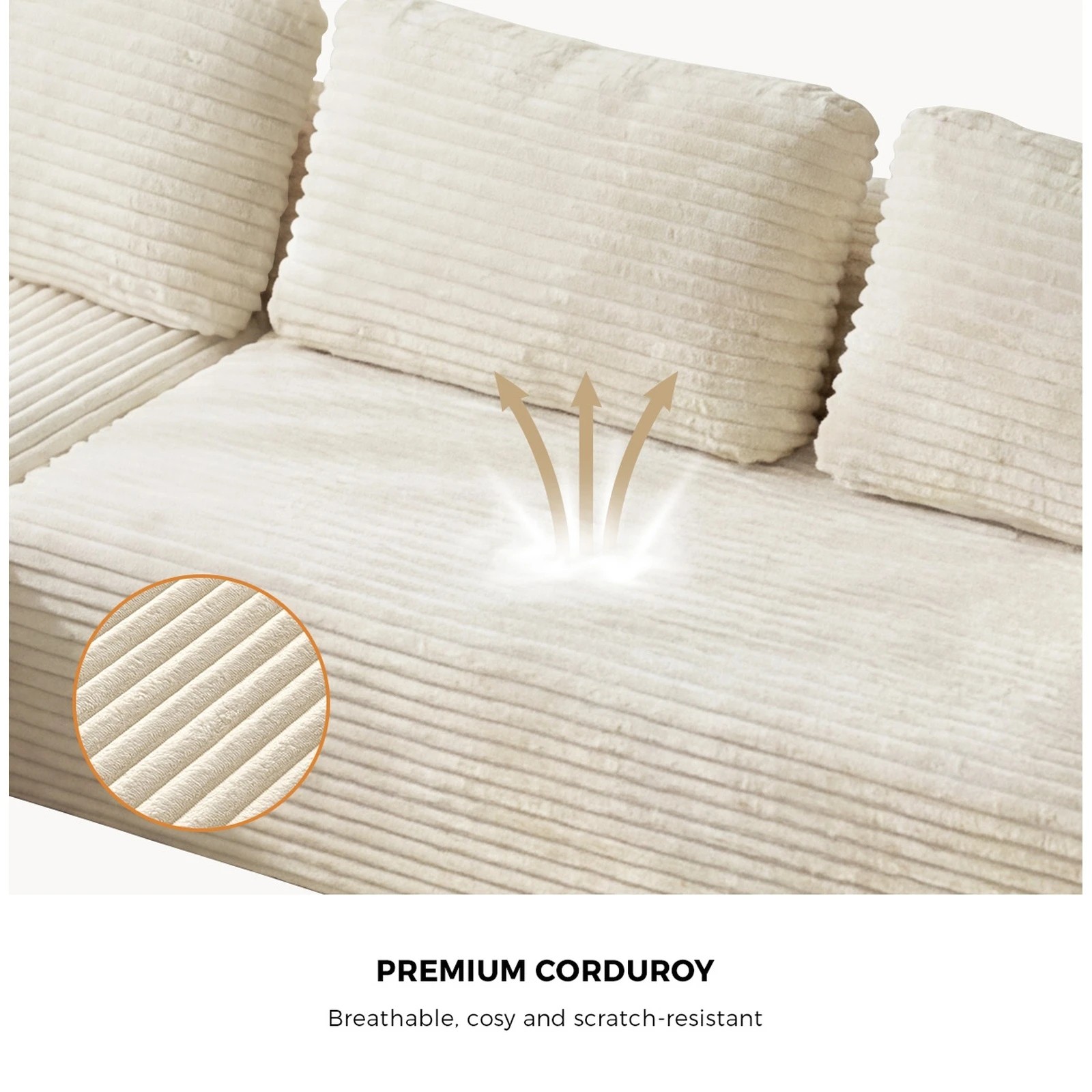 8 Oikiture Modular L Shape Compressed Sofa Couch Chaise Lounge - Beige, 8 of 9