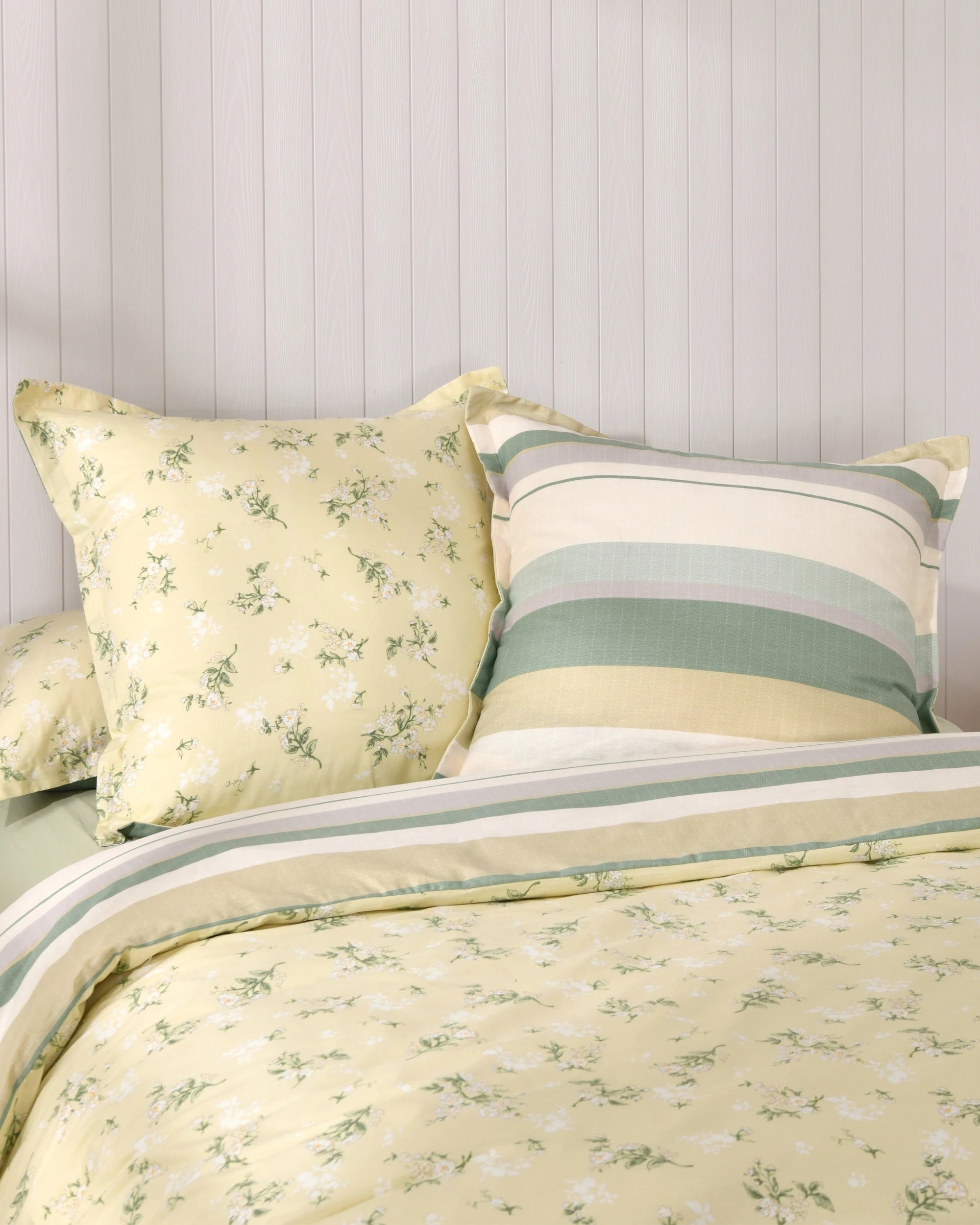 1 Dreamaker Otto 100% Cotton Reversible Tailored European Pillowcase Twin Pack - Green, 1 of 5