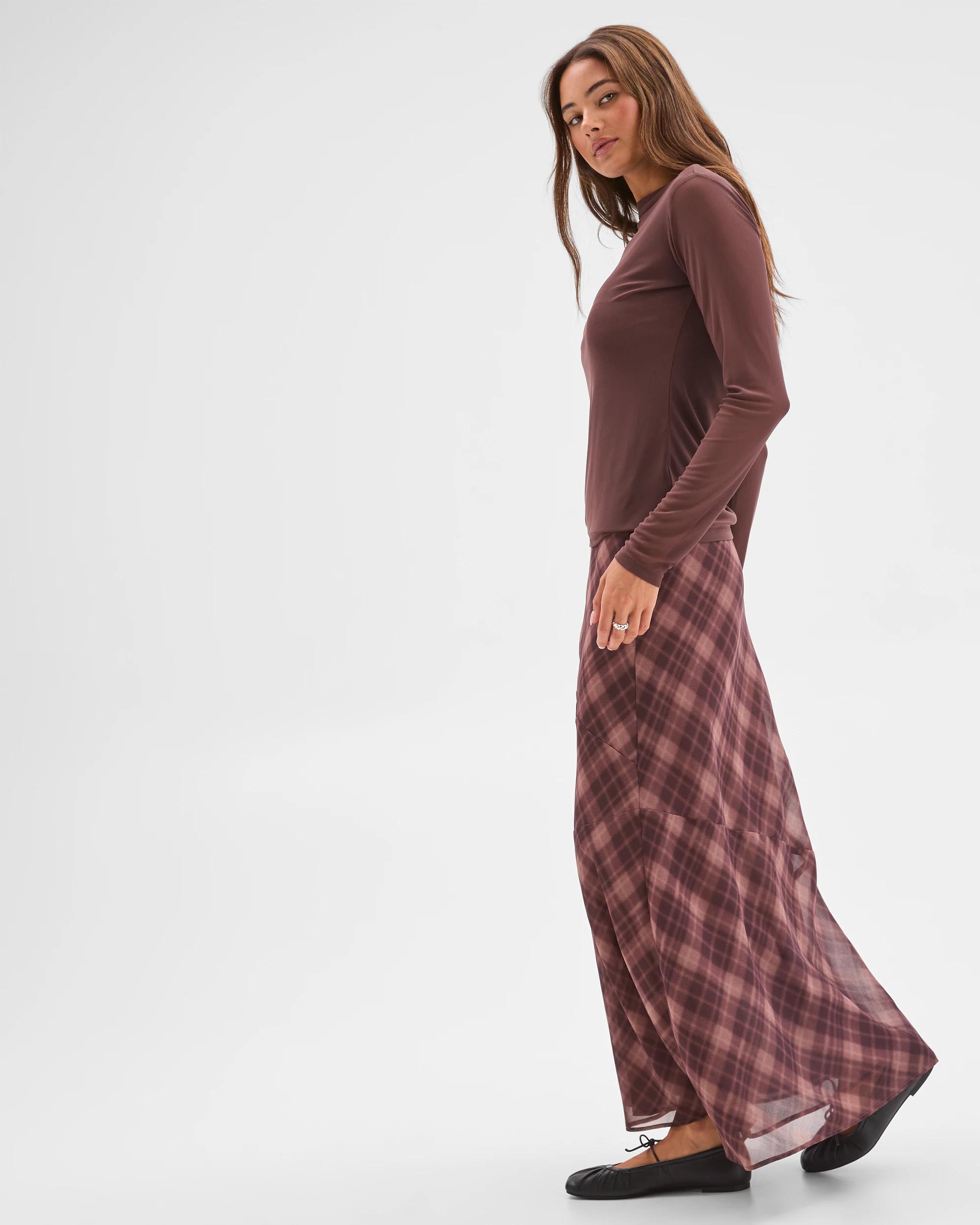 3 Lily Loves Georgette Maxi Skirt CHECK, 3 of 6