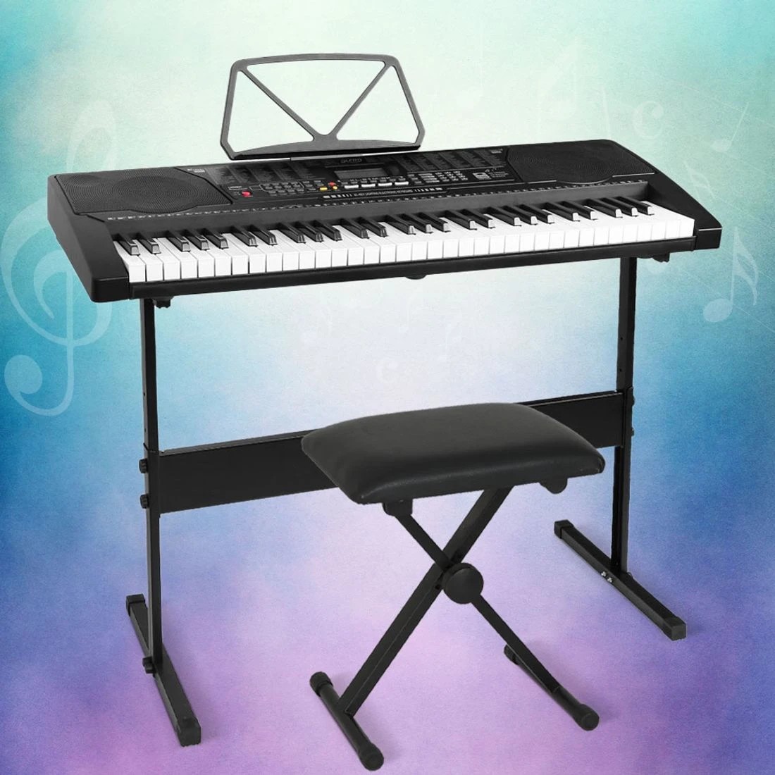 6 Alpha 61 Keys Electronic Piano Keyboard Digital Electric w/ Stand Stool Lighted - Black, 6 of 6
