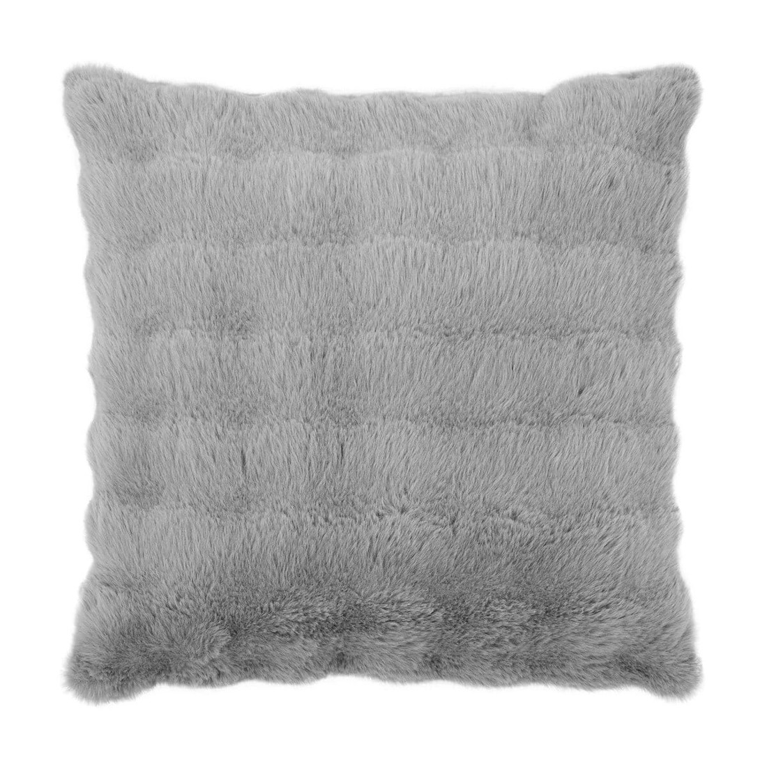 1 60cm Wave Faux Fur Cushion - Grey, 1 of 4