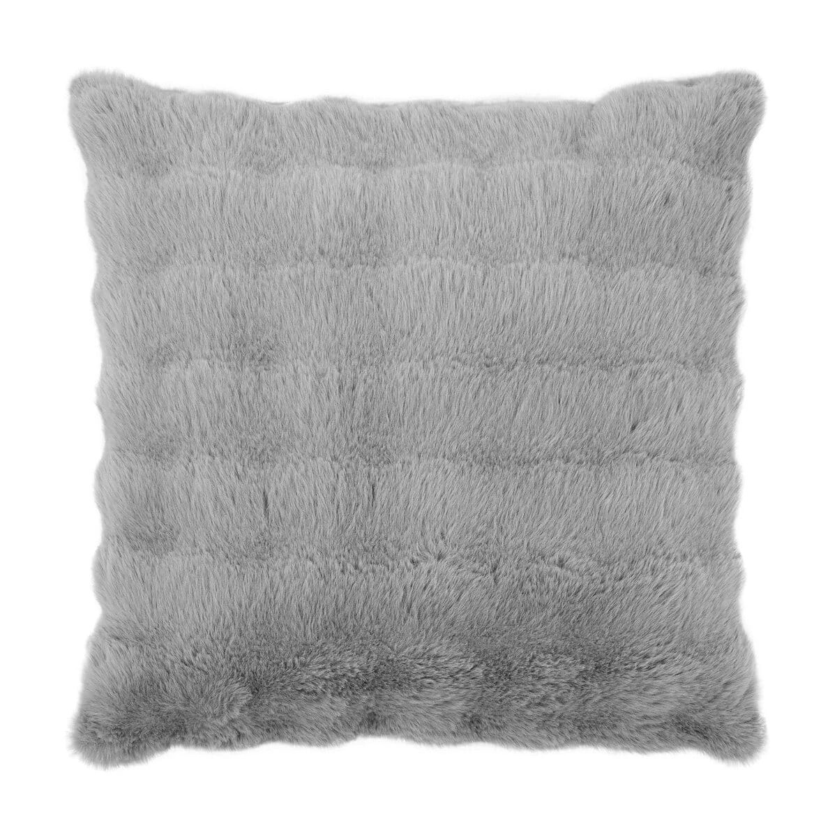 1 60cm Wave Faux Fur Cushion - Grey, 1 of 4