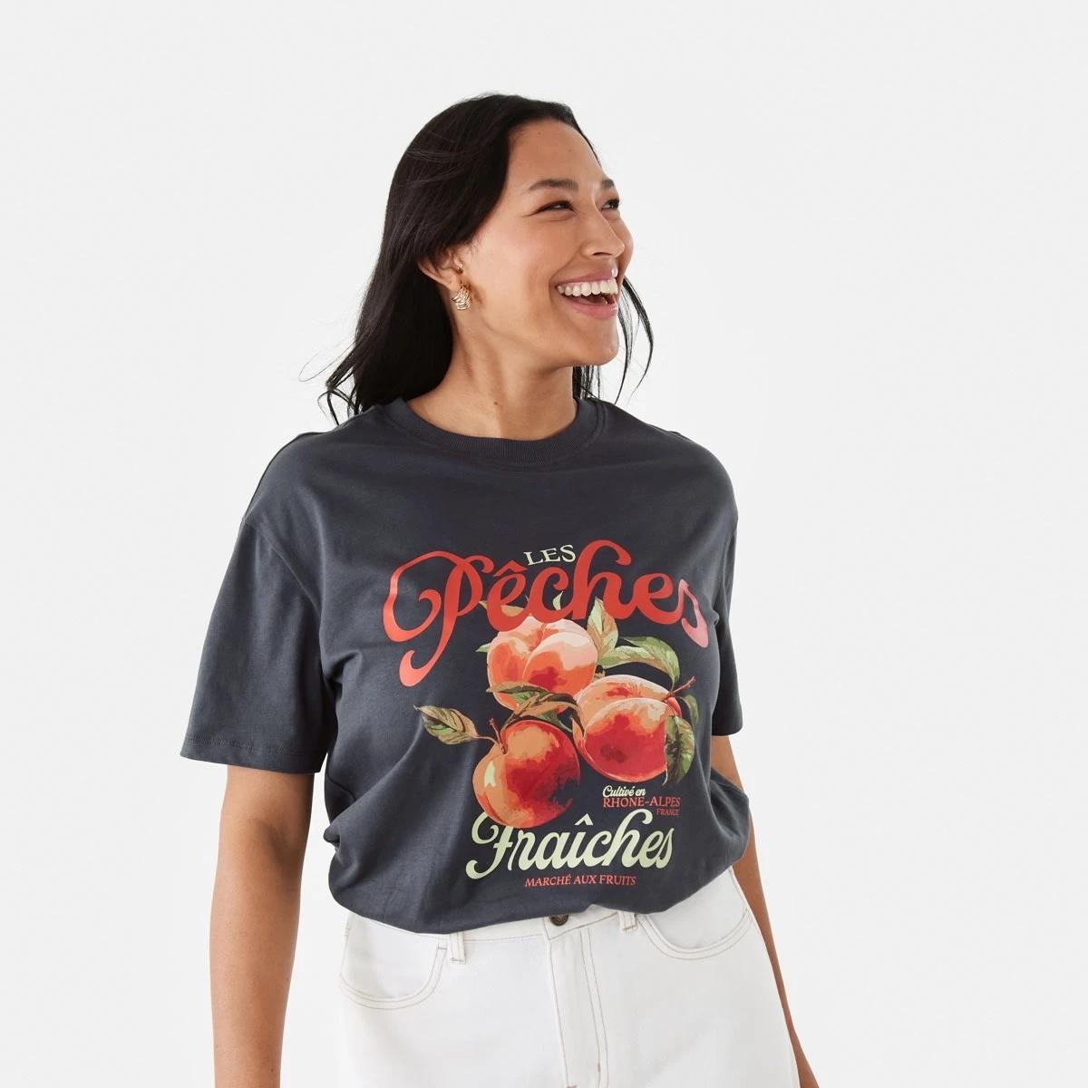 1 Short Sleeve Oversized Boyfriend T-shirt Les Peches, 1 of 8
