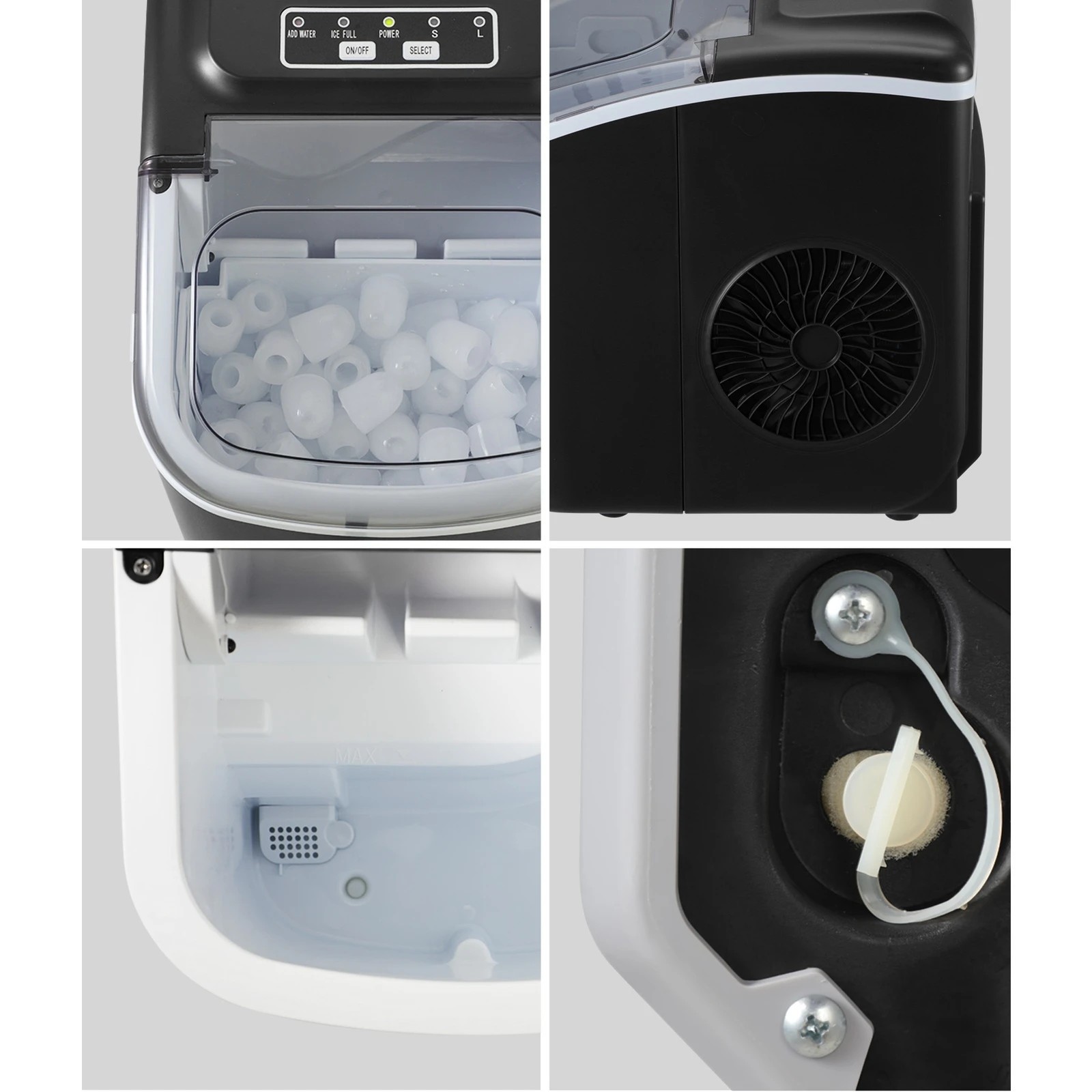 3 Vevare Portable Ice Maker Machine Ice Cube Tray 12kg Bar Countertop
 - Black, 3 of 6