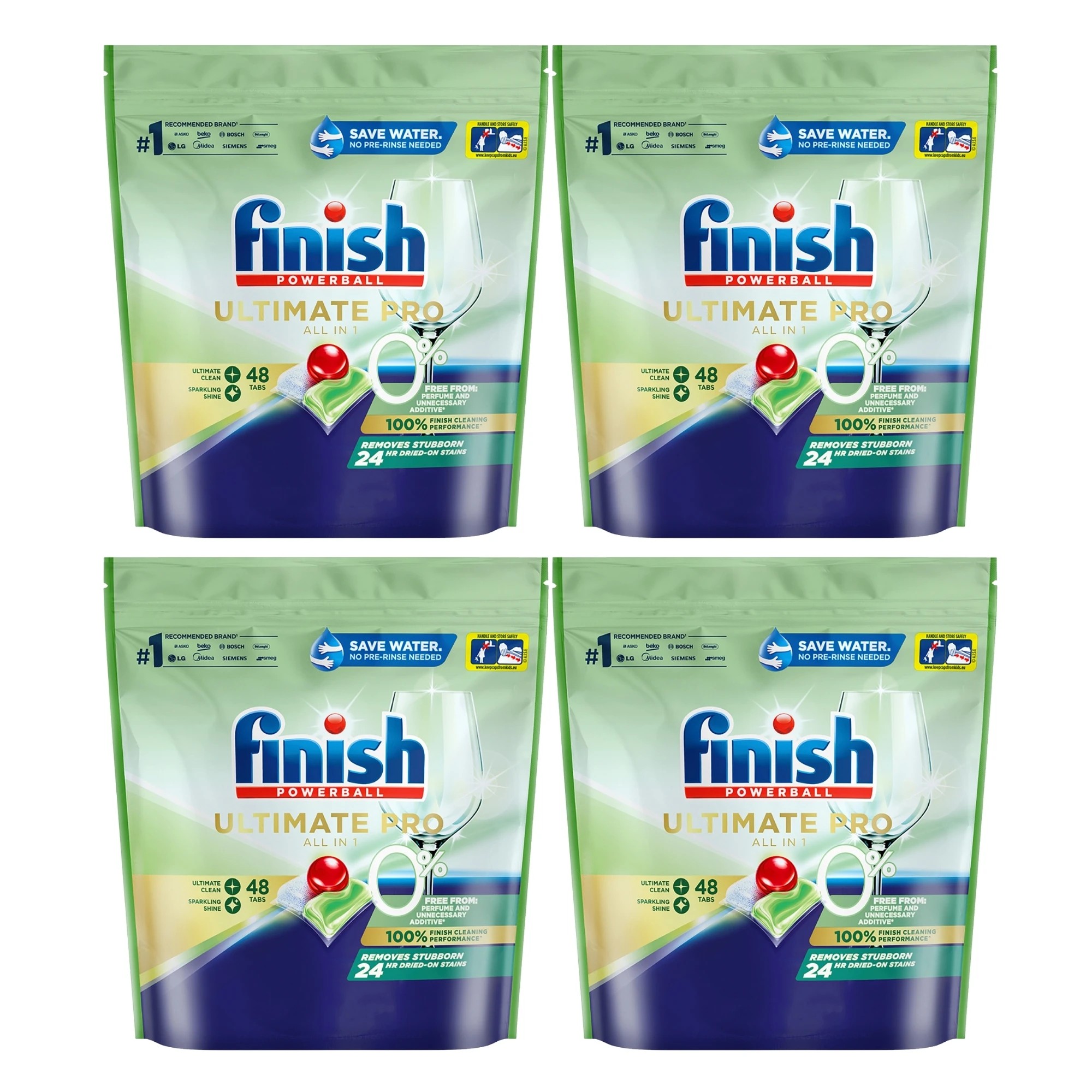 1 Finish Powerball Ultimate Pro All In 1 0% Dishwashing Tablets 48 Pack X4, 1 of 4