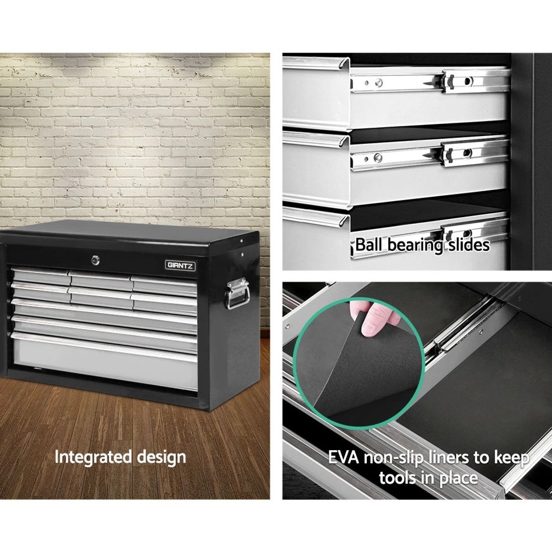 1 Giantz 9 Drawer Tool Box Cabinet Chest Toolbox Storage Garage Organiser - Multi, 1 of 4