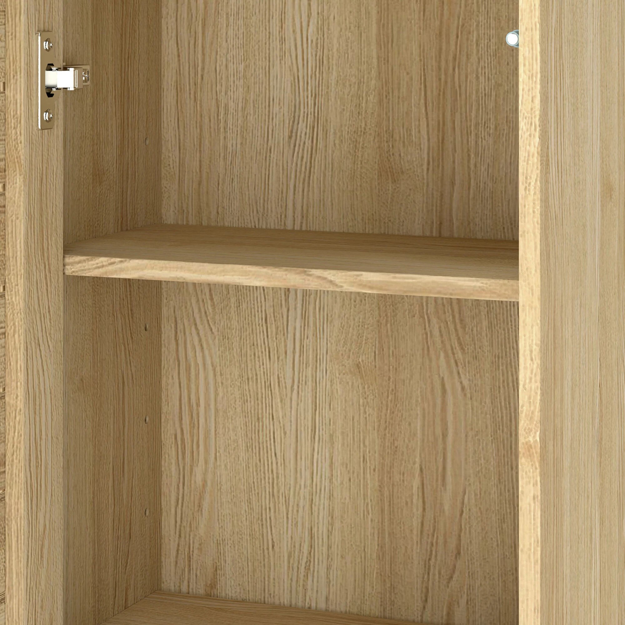 6 Levede Bathroom Storage Cabinet Handleless Wood Floor Shelf Unit Cupboard Oak, 6 of 9