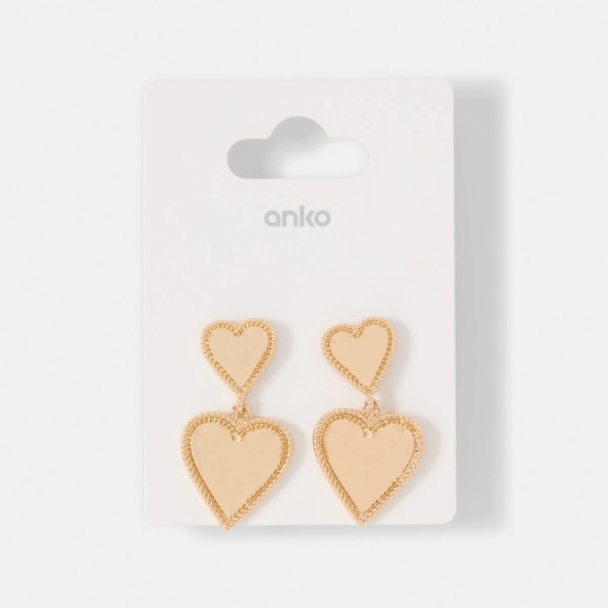 5 Double Heart Drop Earrings - Gold Tone, 5 of 5