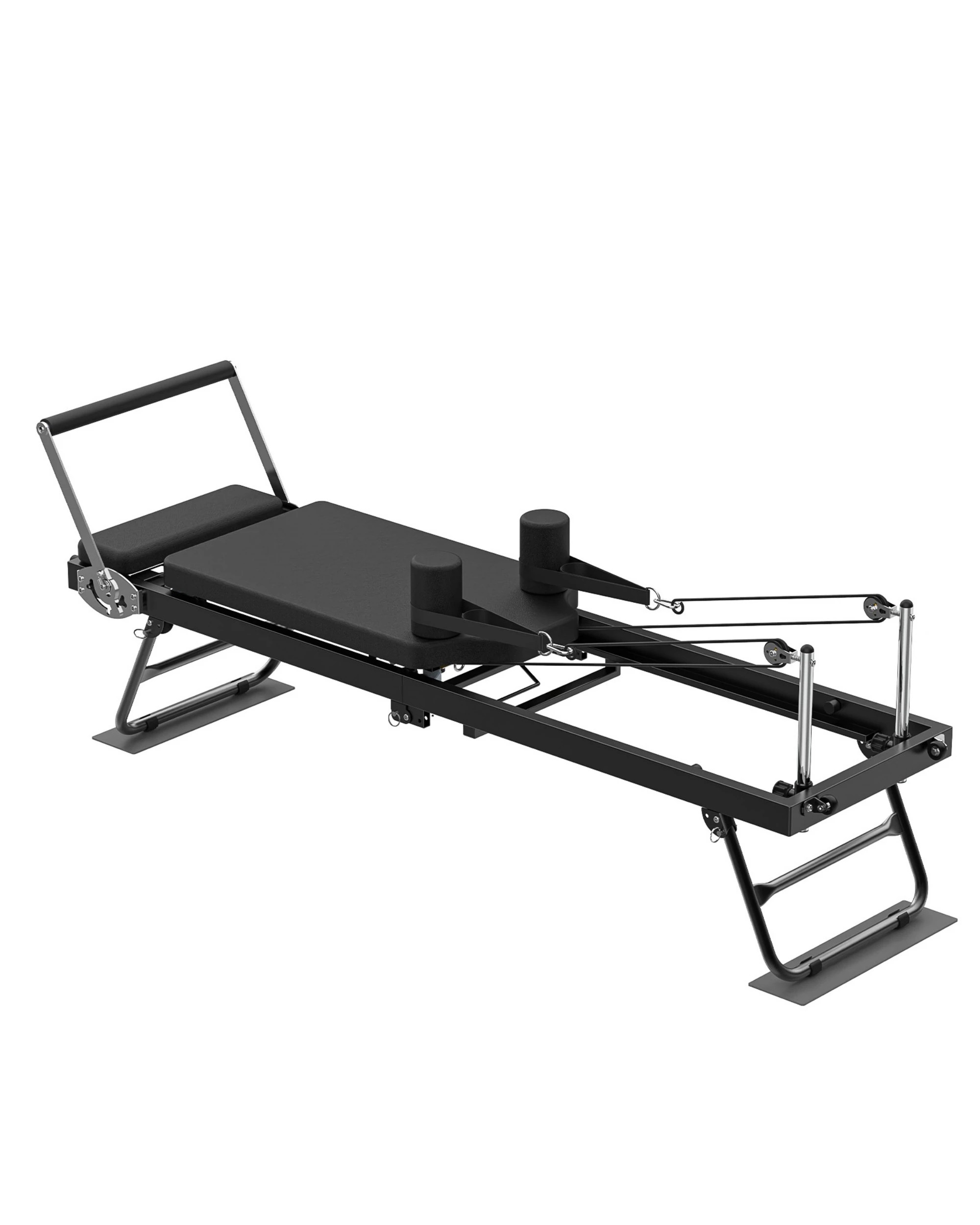 1 Advwin Foldable Pilates Reformer Machine Exercise Equipment with Wheels Black, 1 of 7