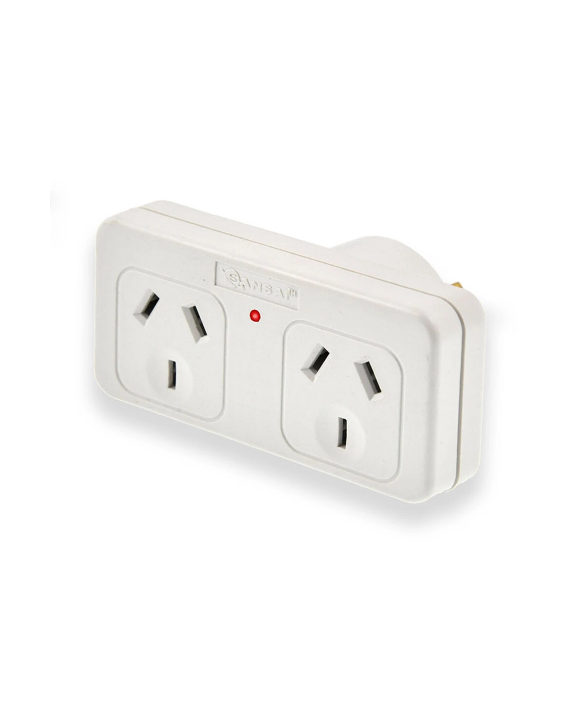 2 Sansai 4PK  Left Hand Standard 10A Flat Panel Double Adaptor Adapter AU NZ Plug - White, 2 of 2