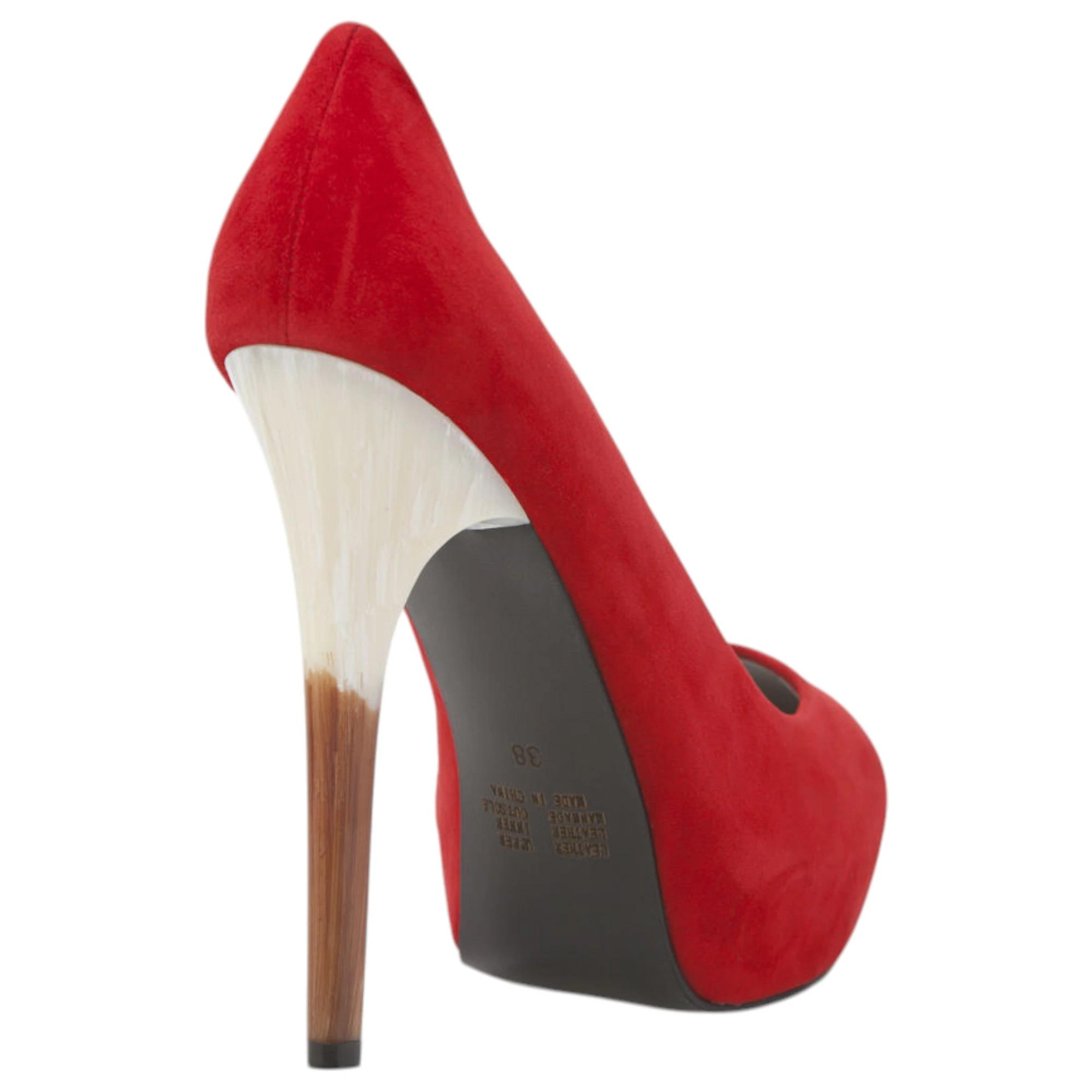 3 Zasel Womens Layla Suede Leather High Stiletto Heels Races Shoes RED, 3 of 3