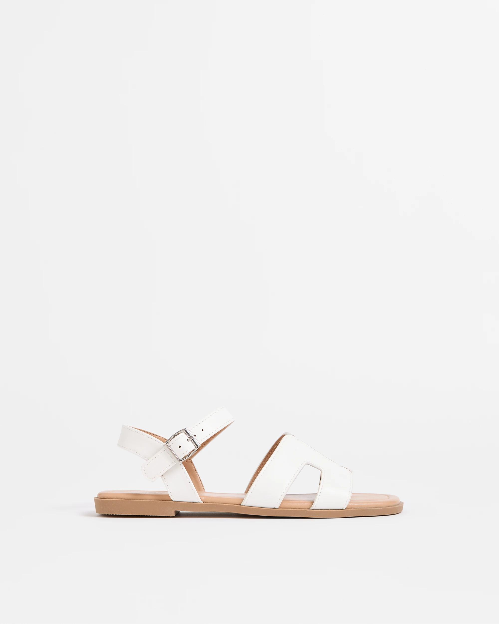 1 Target Girls Senior Leather-look Sandal WHITE, 1 of 3