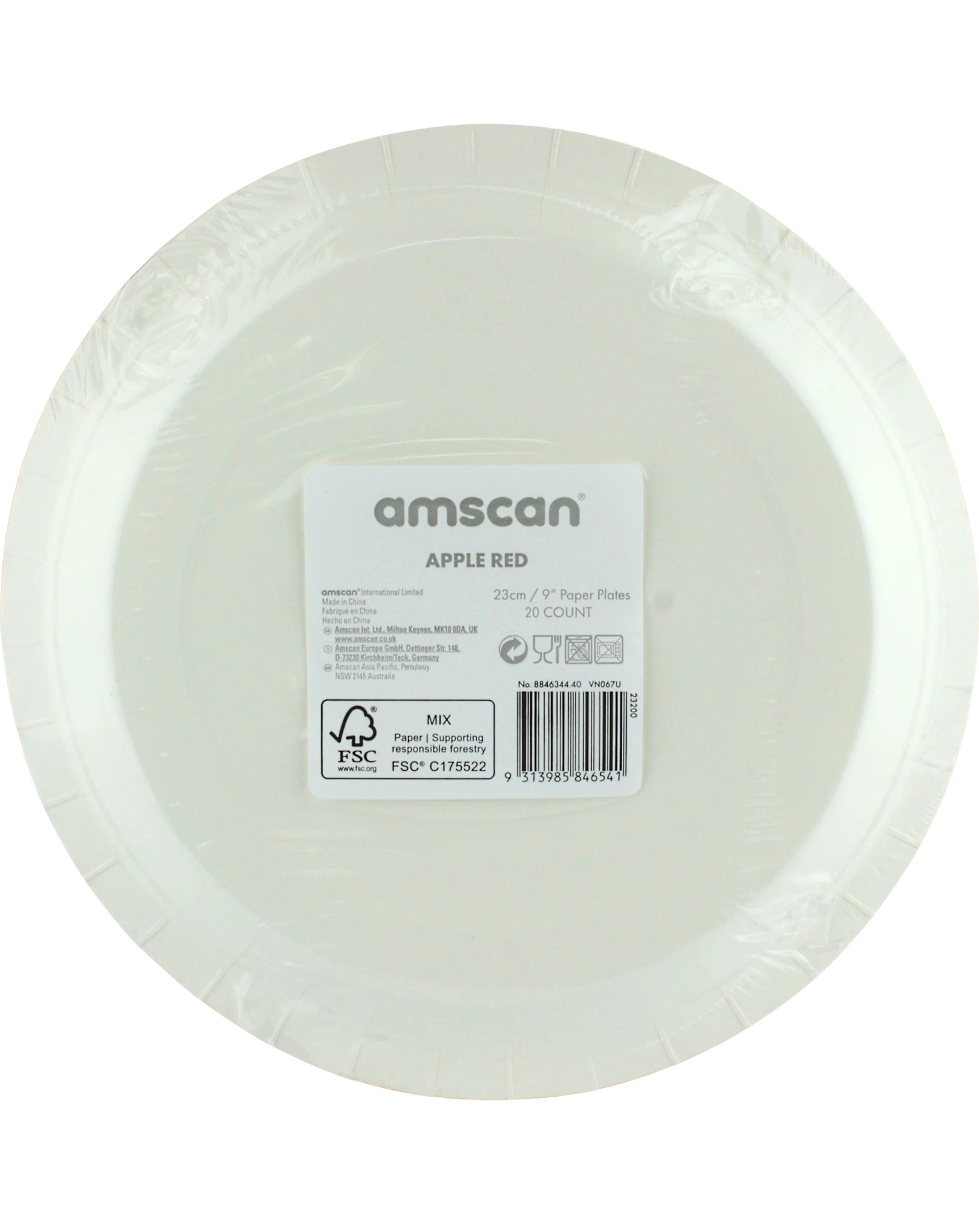 3 Amscan 23cm Round Paper Plates NPC Pack of 20 - Apple Red - Apple Red, 3 of 3