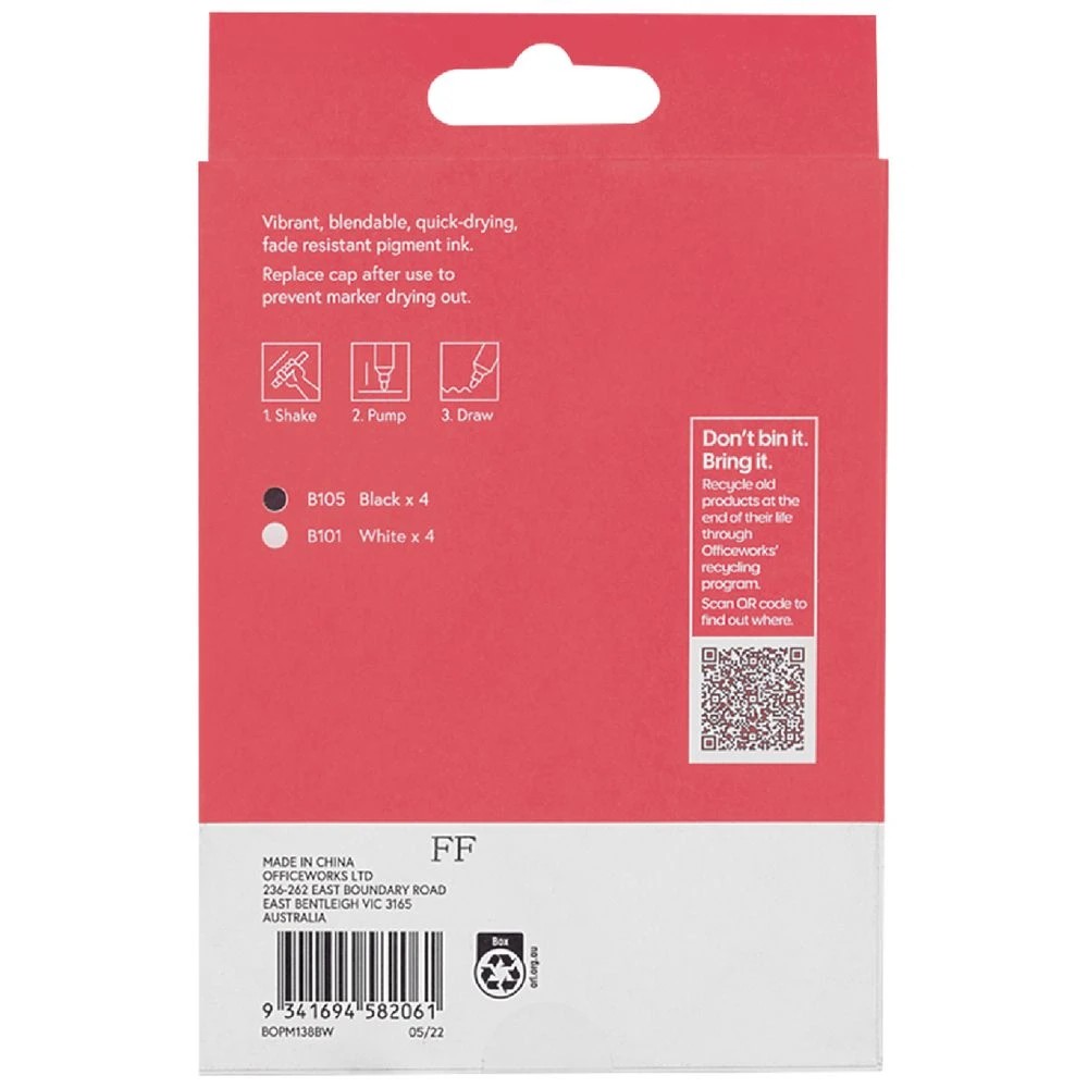 2 Born Acrylic Paint Marker 1.3mm Black/White 8 Pack, 2 of 4