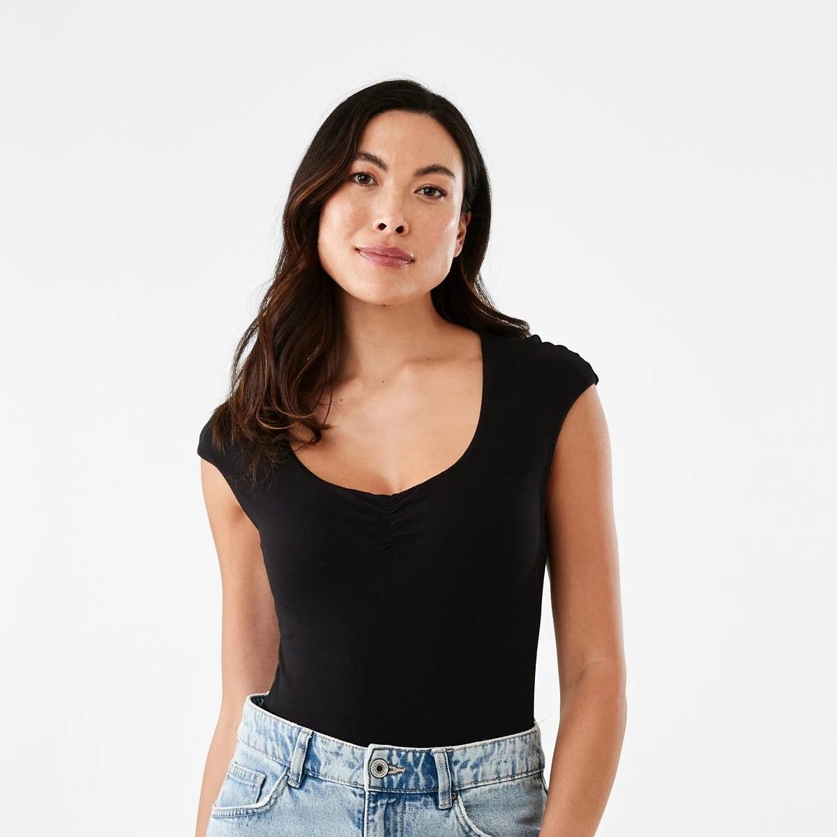 2 Cap Sleeve Bodysuit Black, 2 of 6
