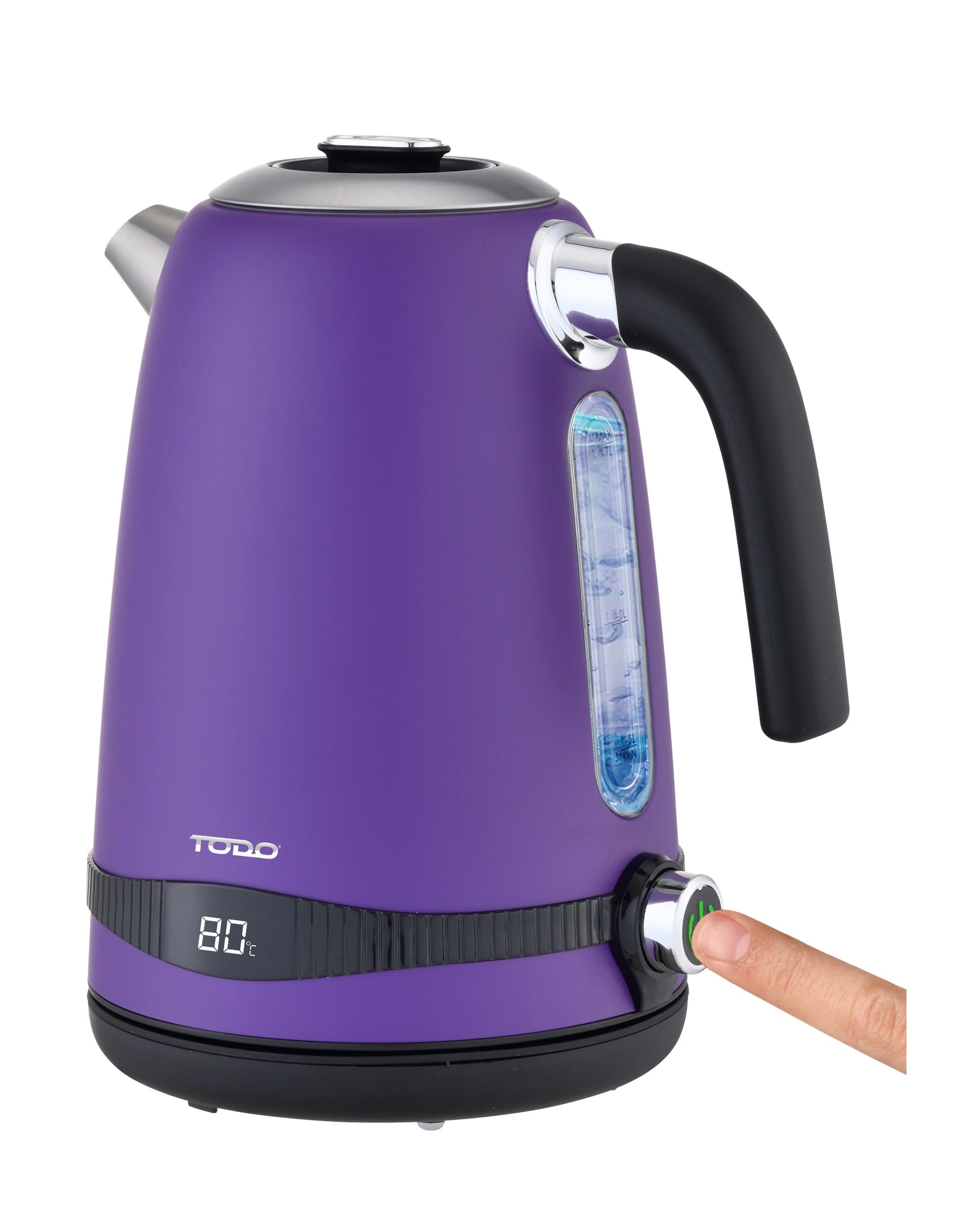 3 TODO 1.7L Stainless Steel Cordless Kettle Keep Warm Electric Led Water Jug - Purple, 3 of 7