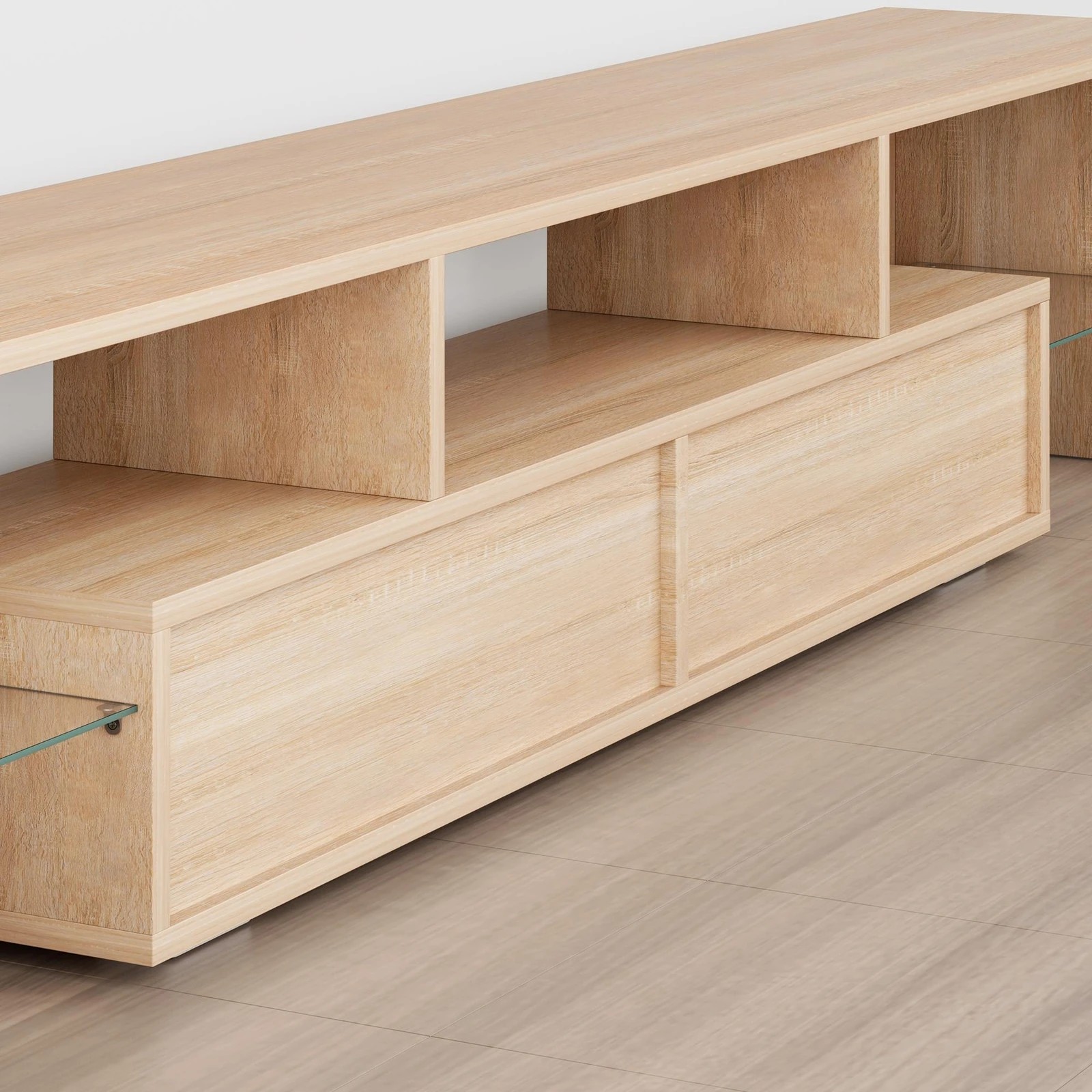 6 Alfordson Entertainment Unit 200cm TV Stand LED Light Storage Drawer - Oak, 6 of 10