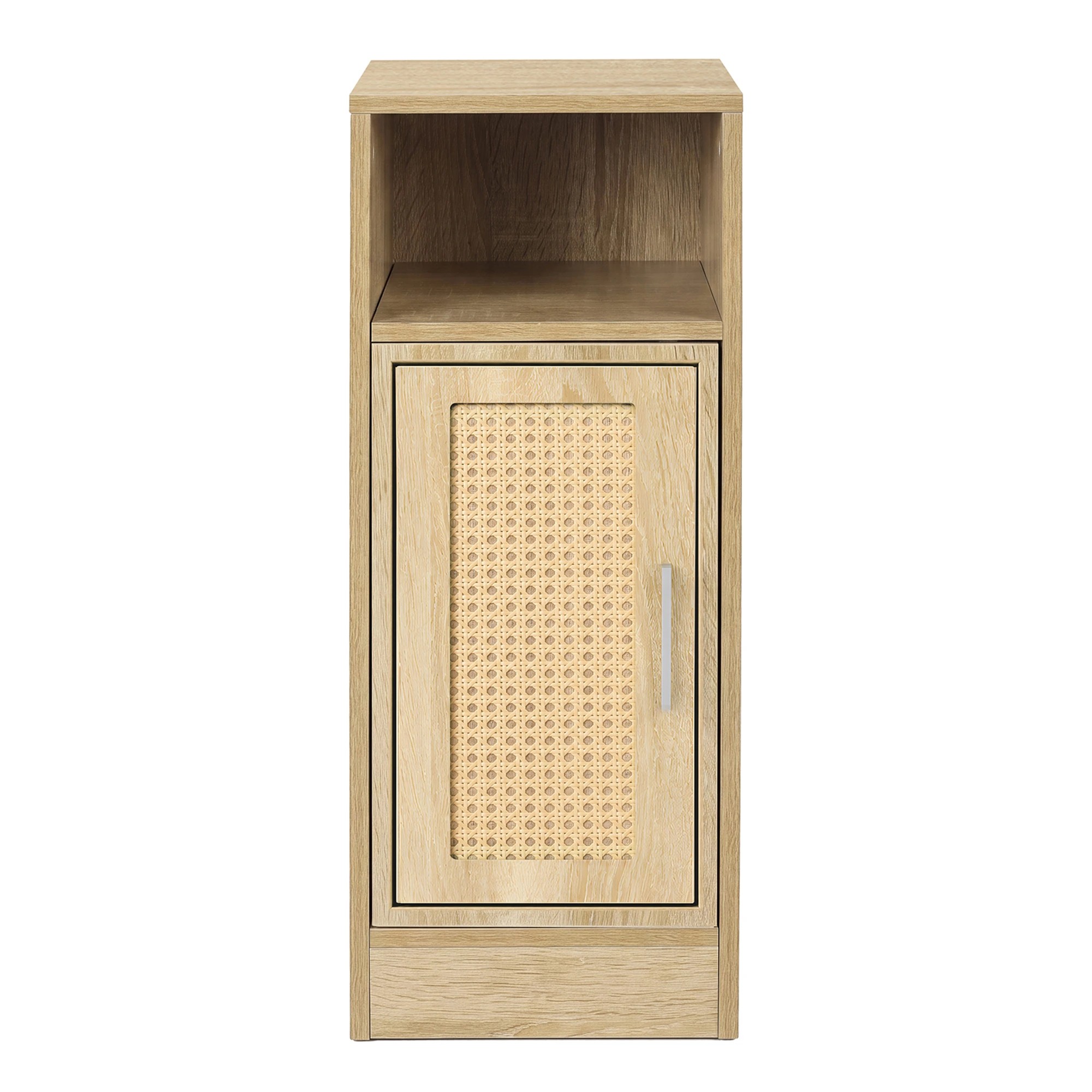 2 Levede Narrow Bedside Table 2 Pcs with Storage Boho Rattan Wood, 2 of 7