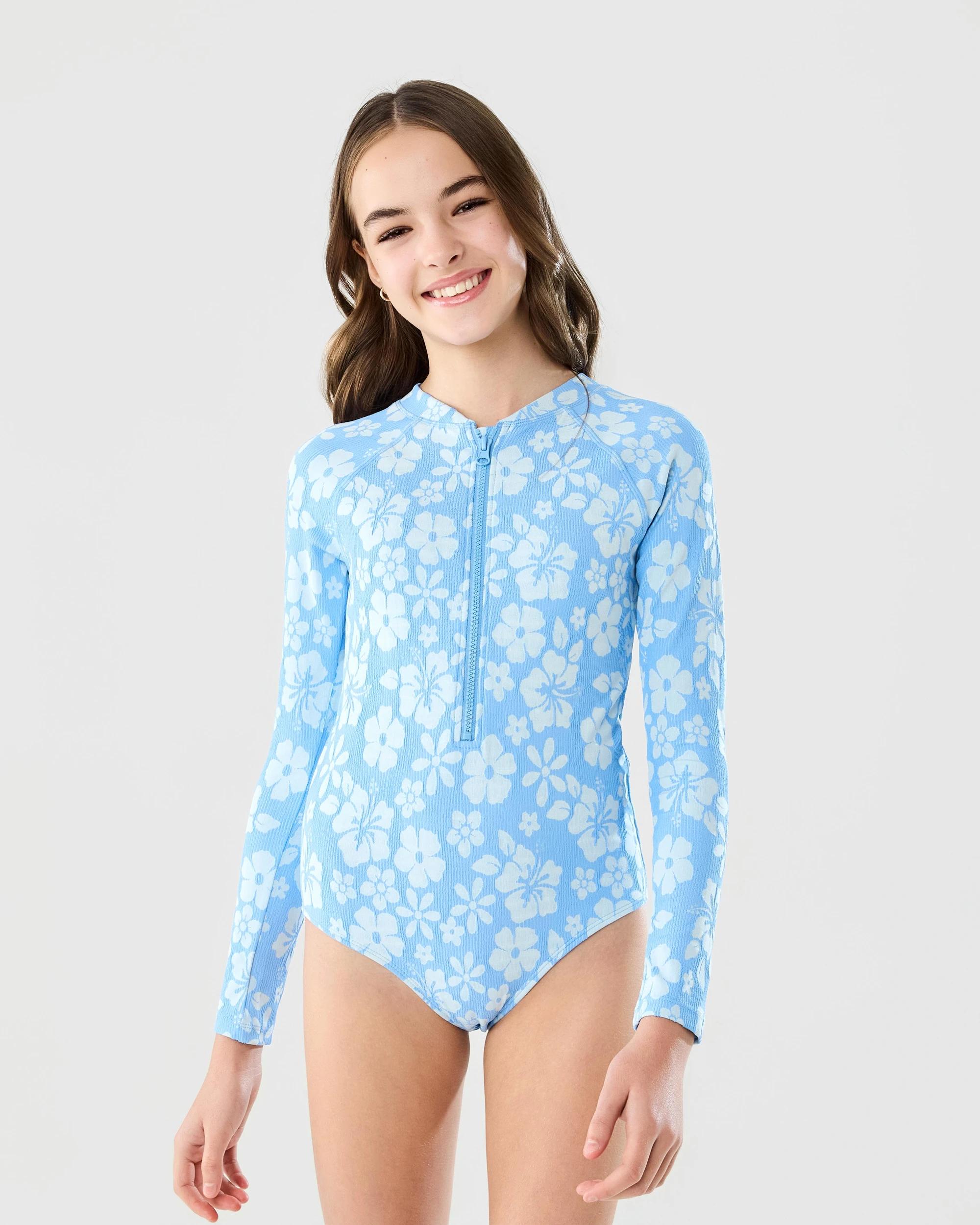 1 Long Sleeve Quarter Zip Front Bather Blue Icons, 1 of 5