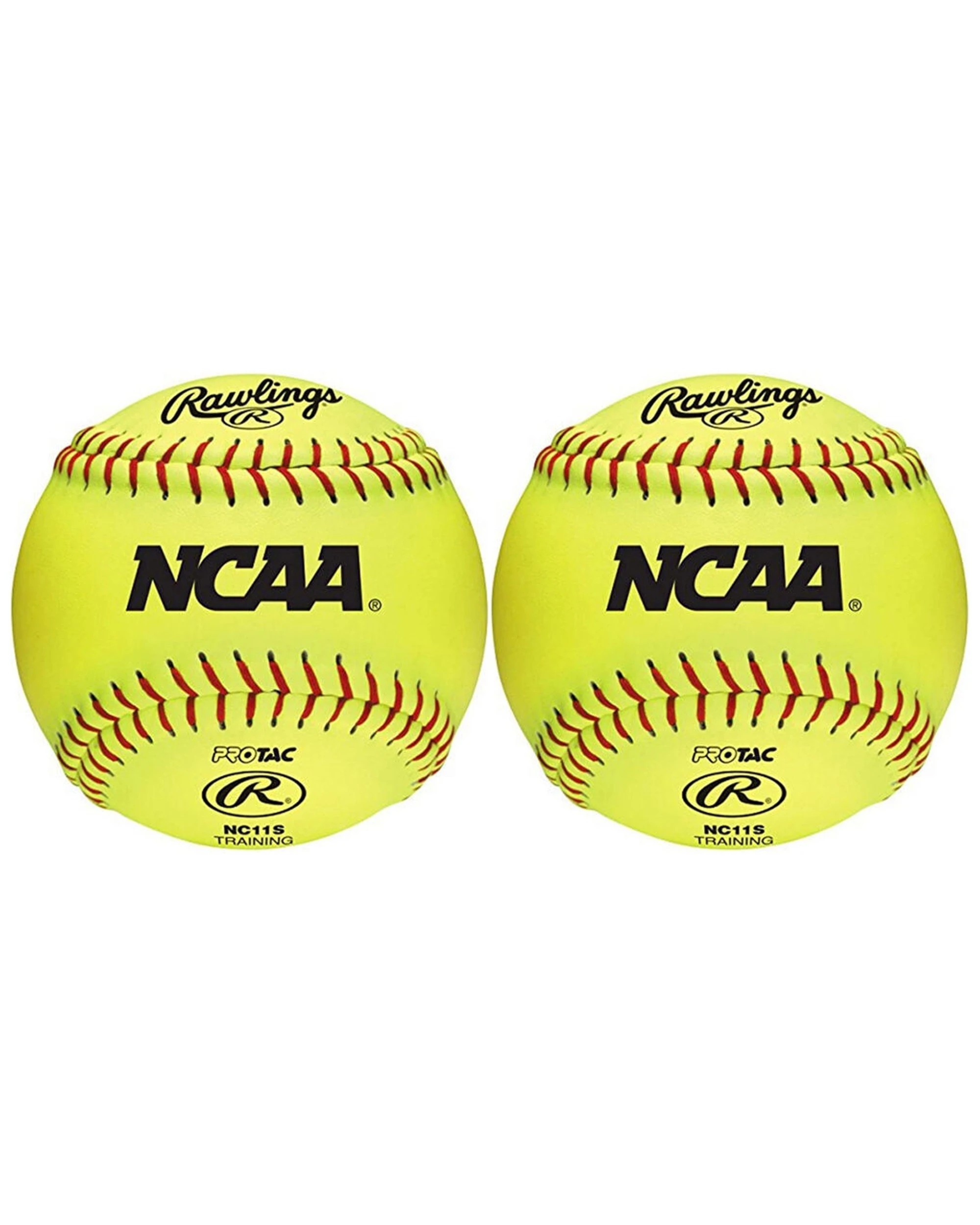 1 Rawlings NCAA Fastpitch Training Softballs 2 Pack 11 Inch Poly-Core ProTac - Yellow, 1 of 1